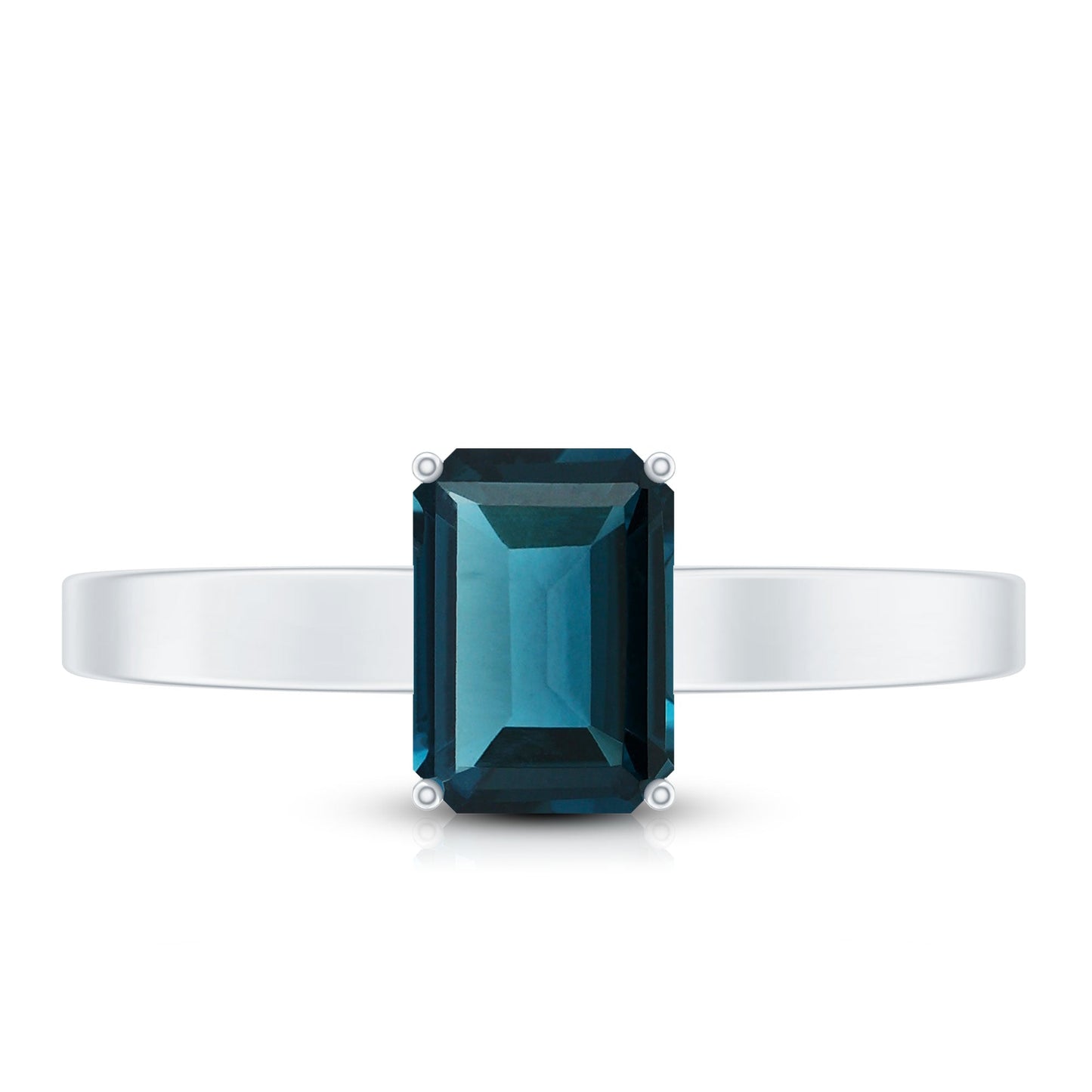 2.2 Carat Emerald Cut London Blue Topaz Solitaire Ring with Certificate