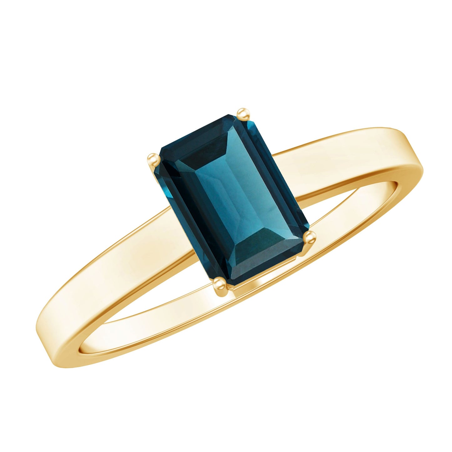 2.2 Carat Emerald Cut London Blue Topaz Solitaire Ring with Certificate