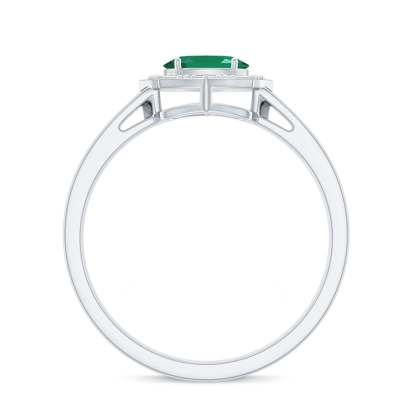 Genuine Emerald Antique Looking Engagement Ring With Certificate