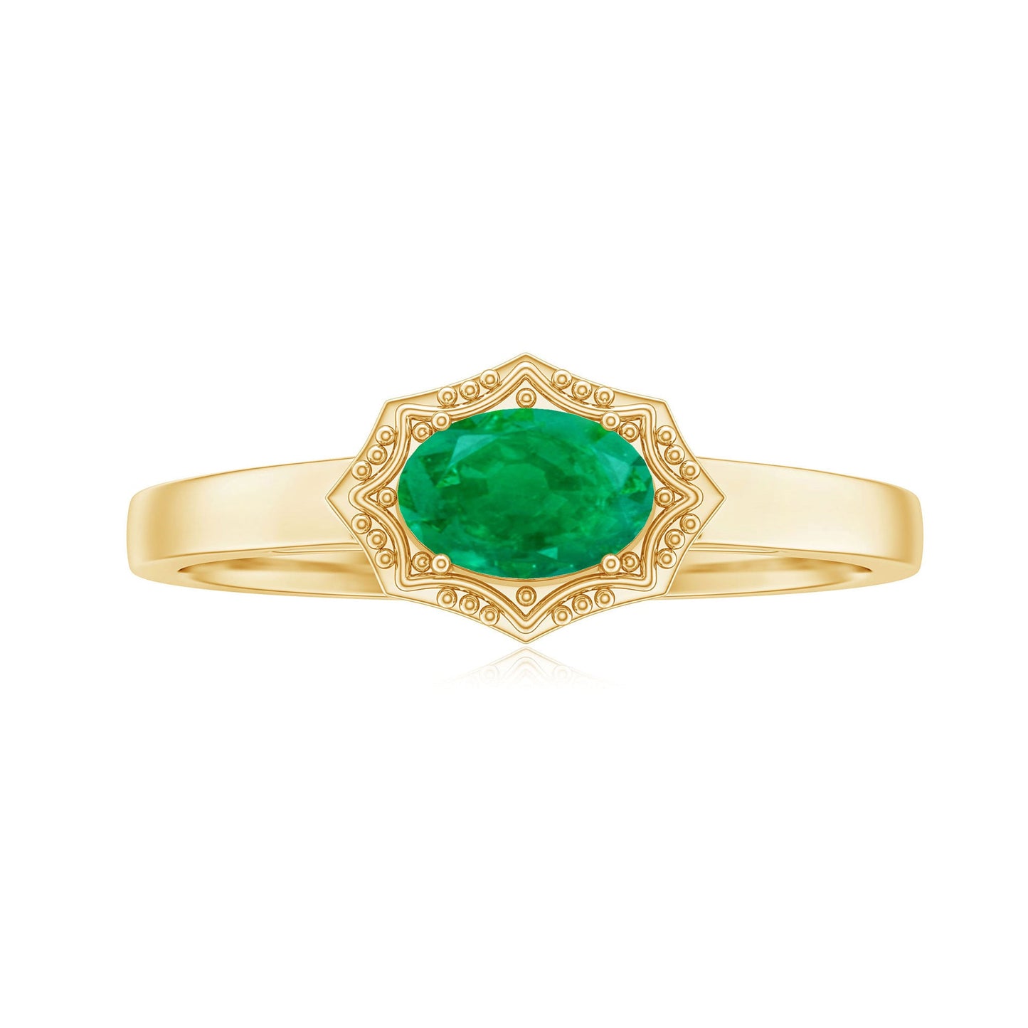 Genuine Emerald Antique Looking Engagement Ring With Certificate