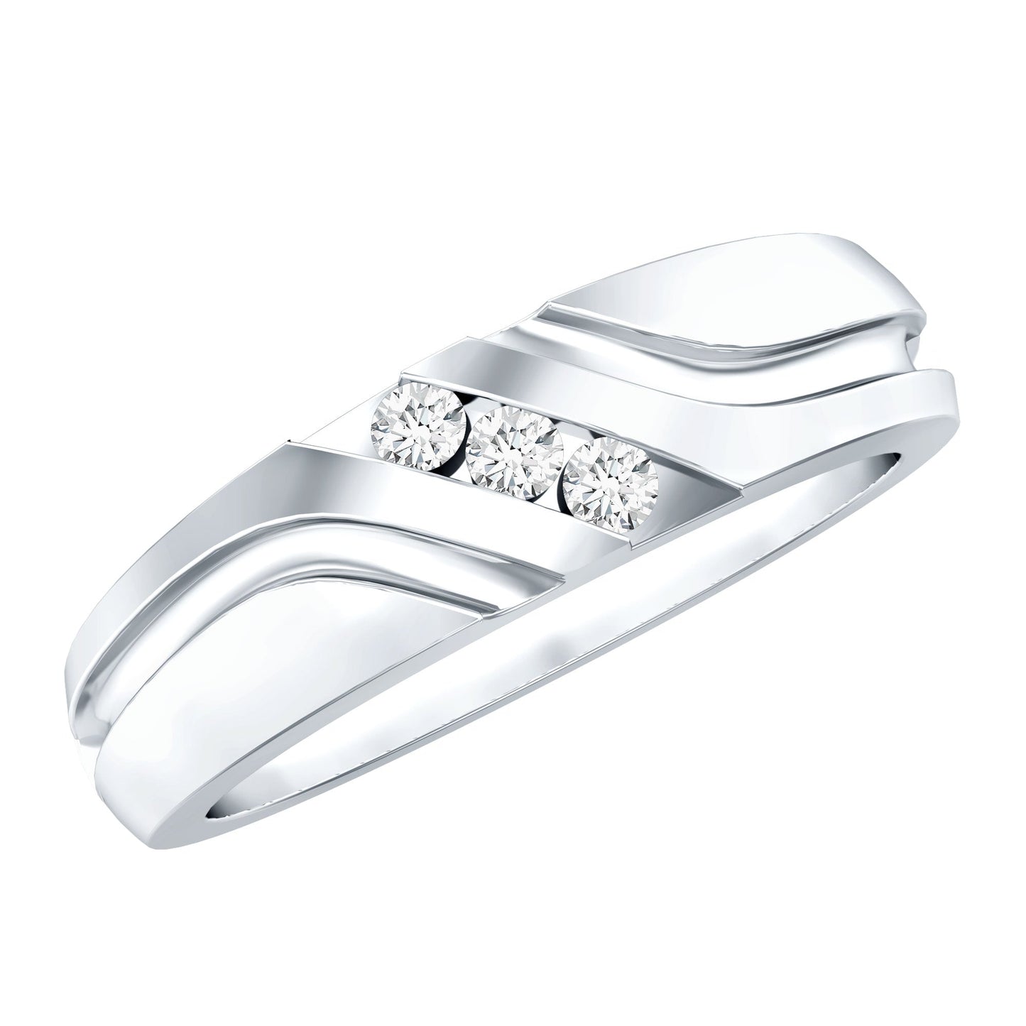 Certified Diamond Three Stone Band Ring for Men