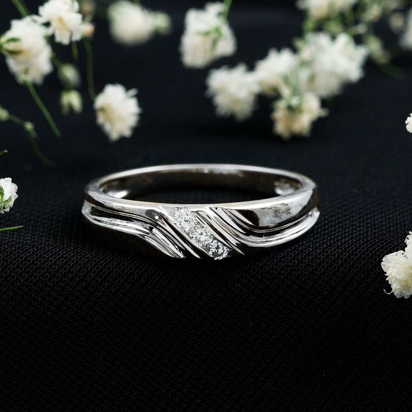 Certified Diamond Three Stone Band Ring for Men