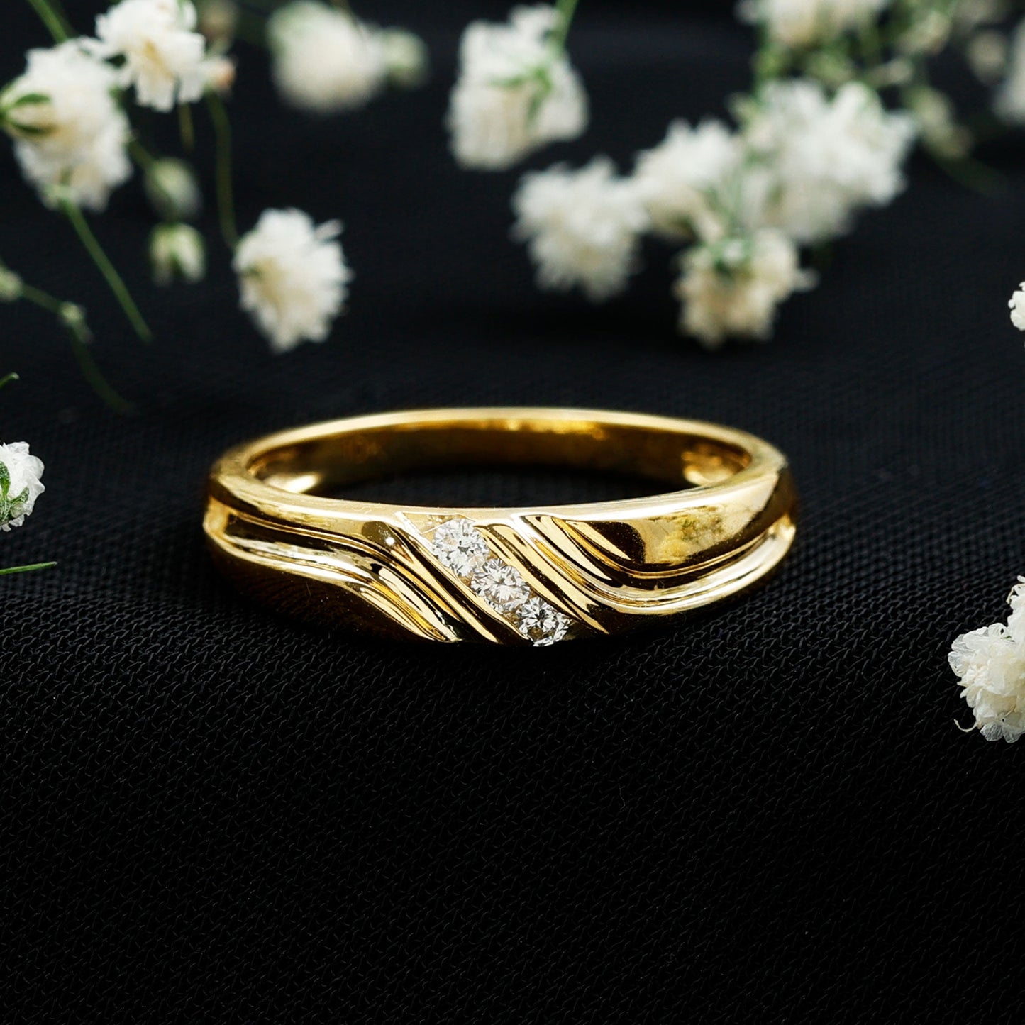 Certified Diamond Three Stone Band Ring for Men