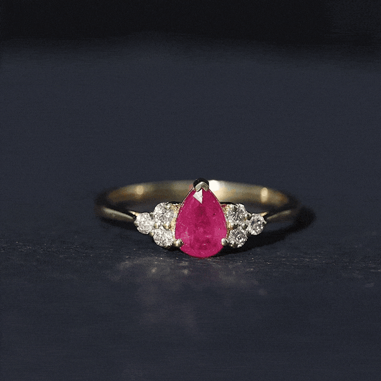 Natural 0.8 Carat Ruby Pear Shaped Engagement Ring with Diamond