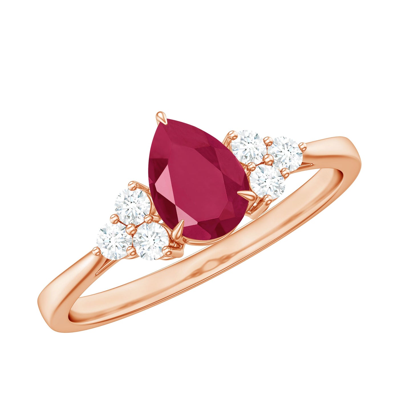 Natural 0.8 Carat Ruby Pear Shaped Engagement Ring with Diamond