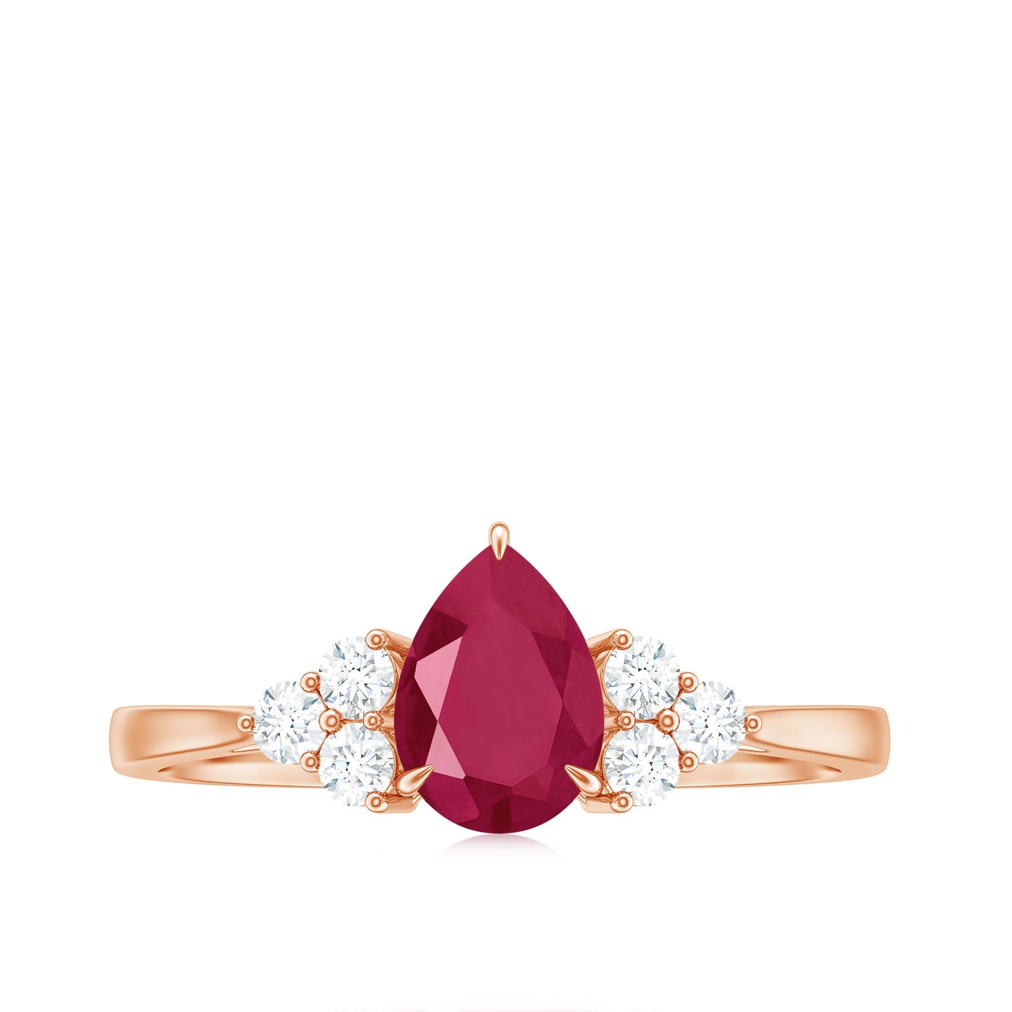 Natural 0.8 Carat Ruby Pear Shaped Engagement Ring with Diamond
