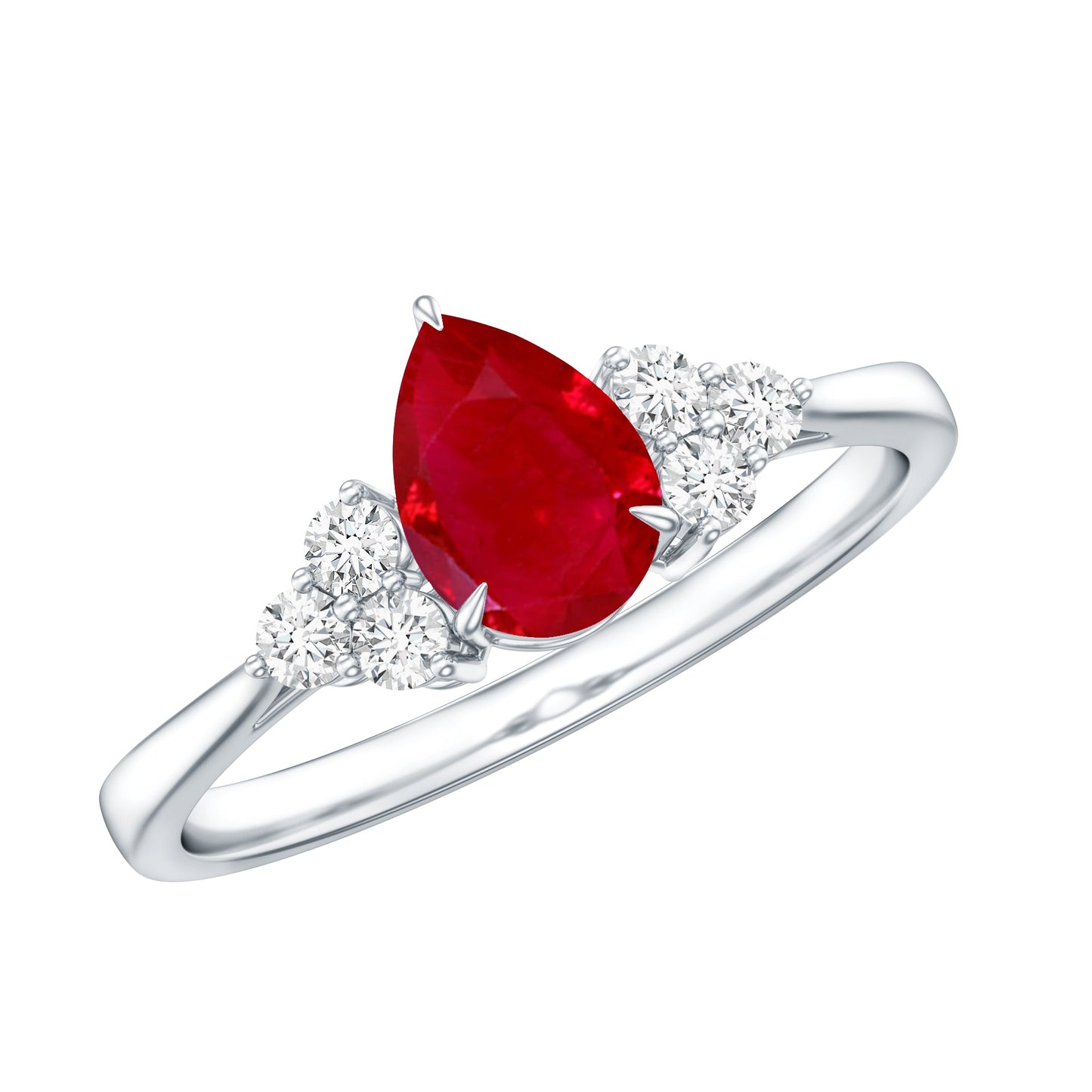 Natural 0.8 Carat Ruby Pear Shaped Engagement Ring with Diamond