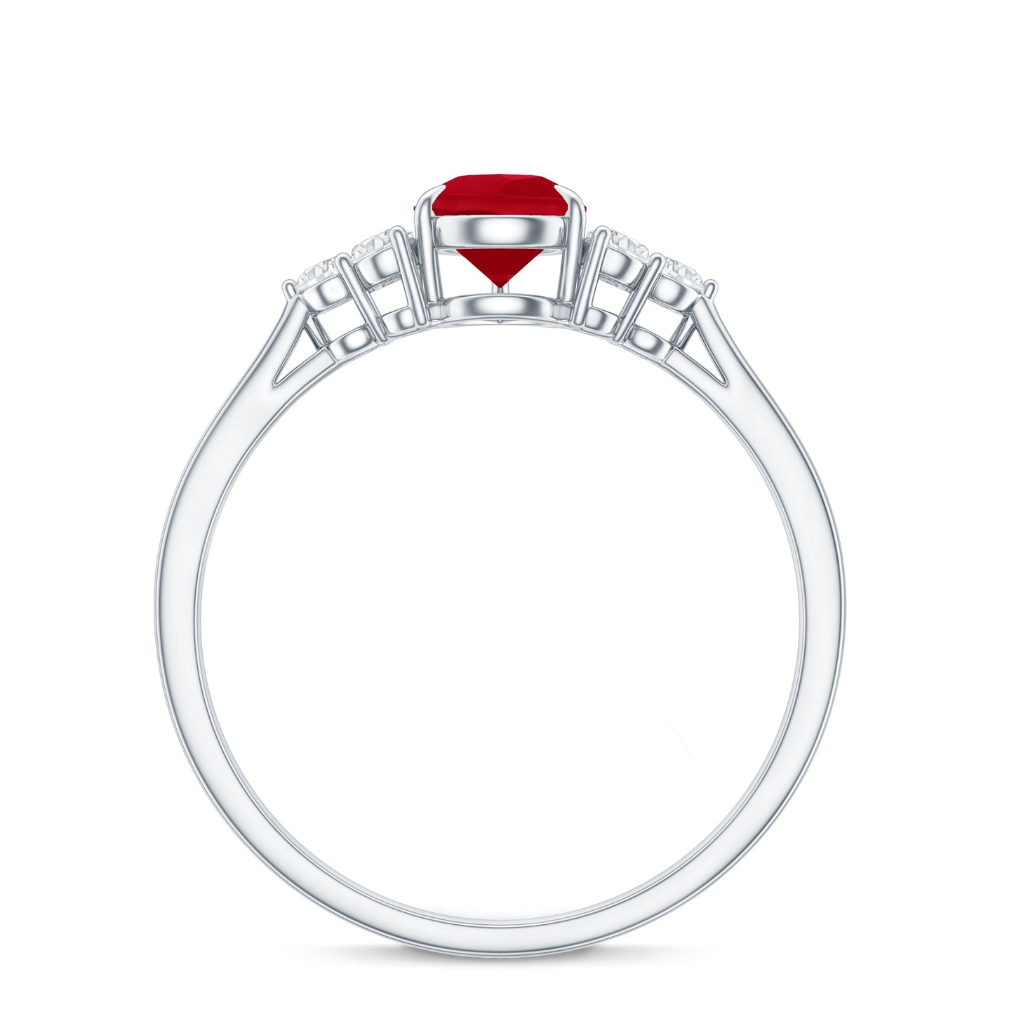 Natural 0.8 Carat Ruby Pear Shaped Engagement Ring with Diamond