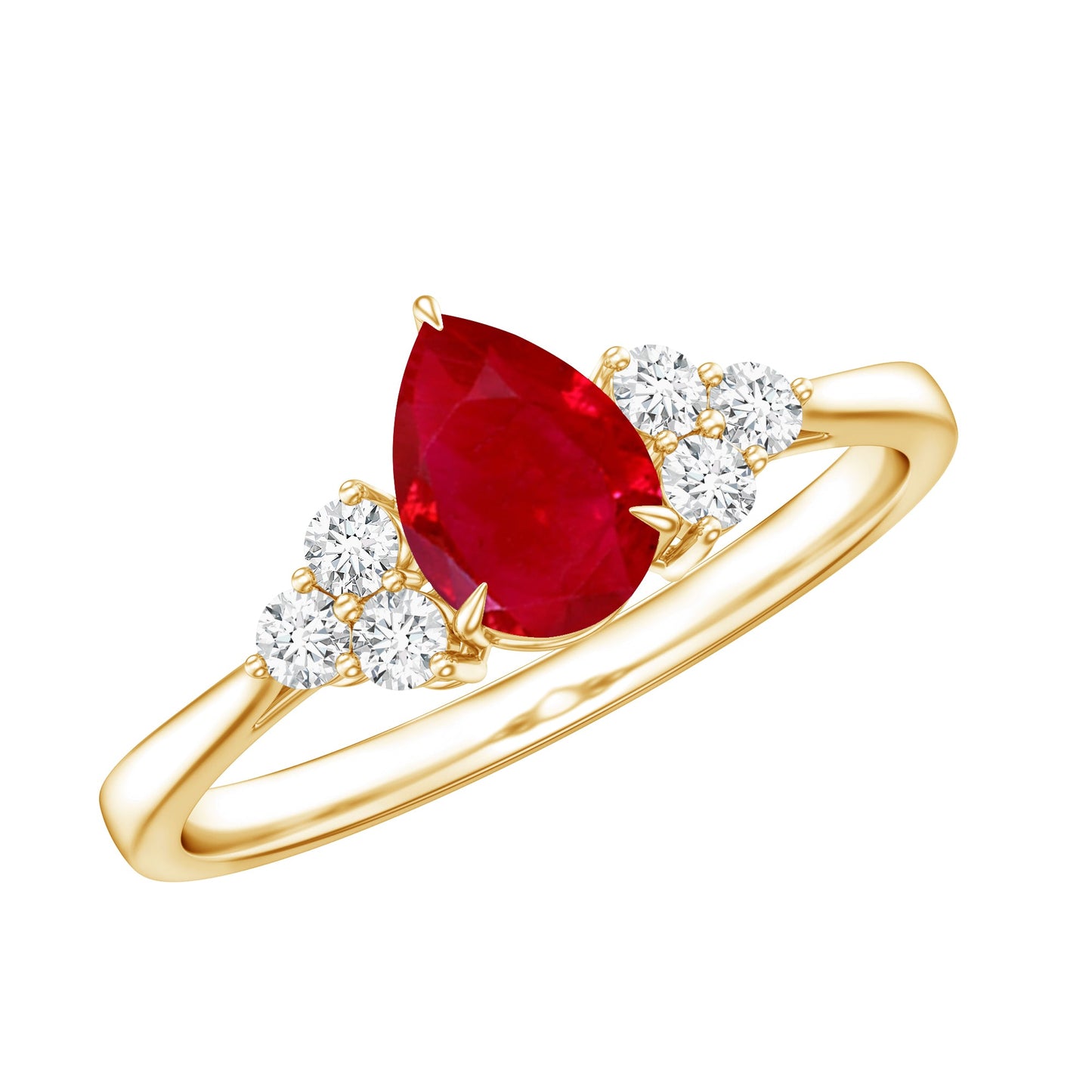 Natural 0.8 Carat Ruby Pear Shaped Engagement Ring with Diamond