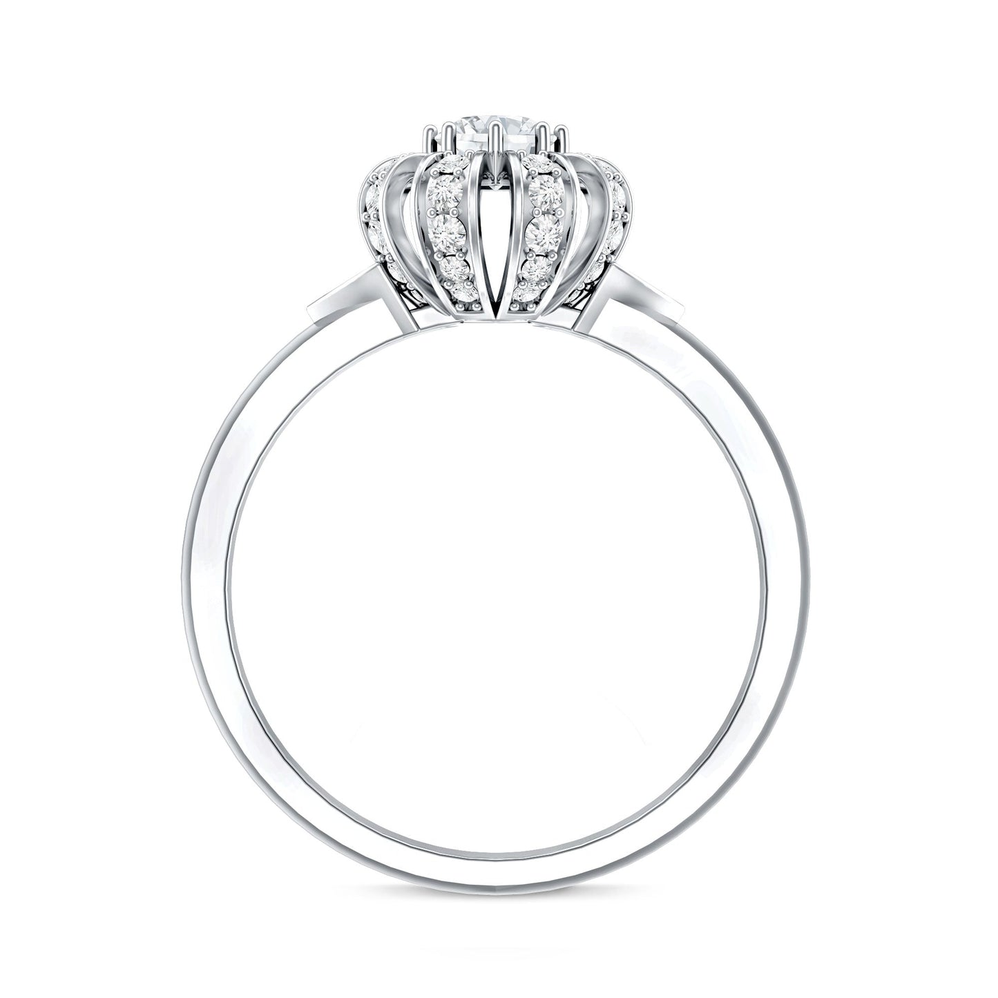 Certified Real Diamond Flower Engagement Ring for Women