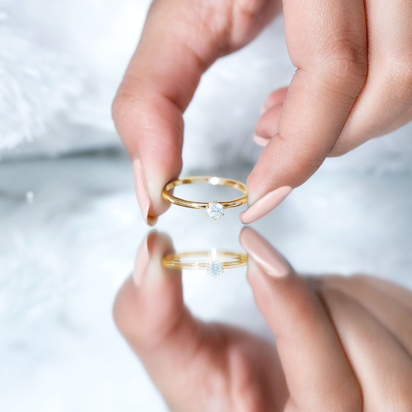 Peg Head Set Diamond Promise Ring for her