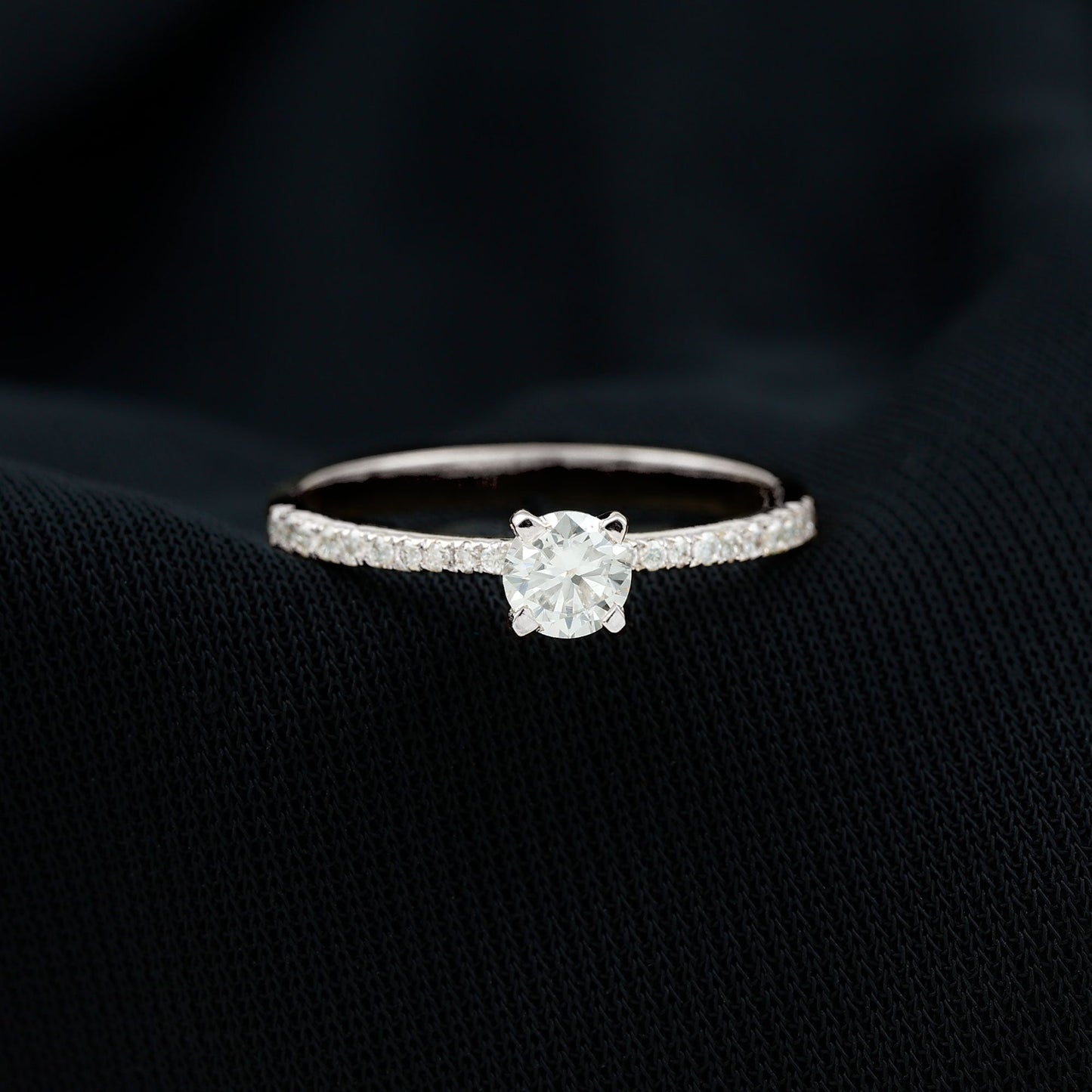 Natural Diamond Promise Ring with Side Stones