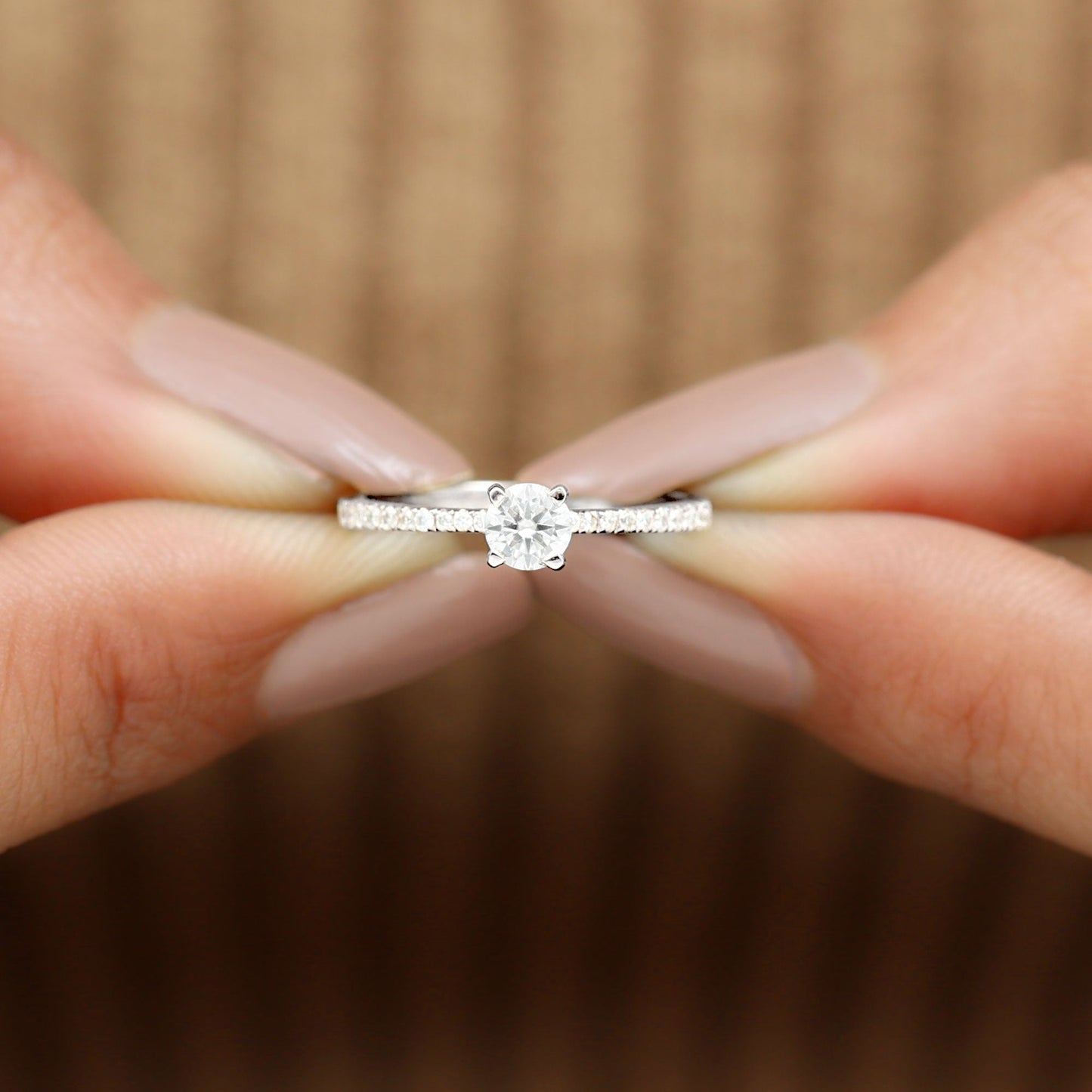 Natural Diamond Promise Ring with Side Stones