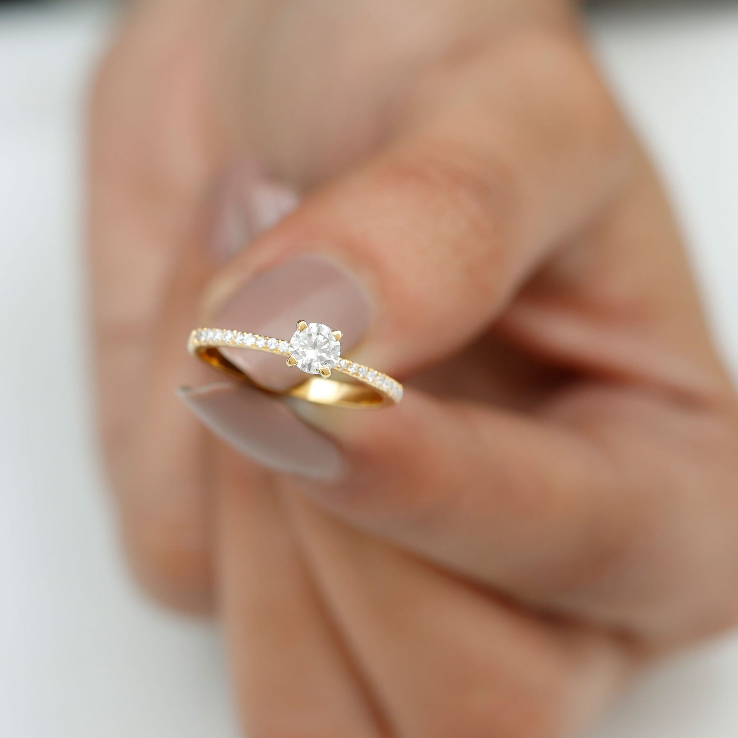 Natural Diamond Promise Ring with Side Stones