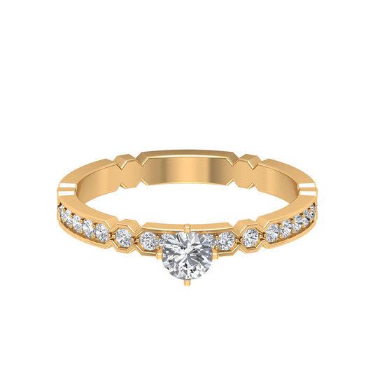 Shimmery Diamond Solitaire Engagement Ring with Side Stone