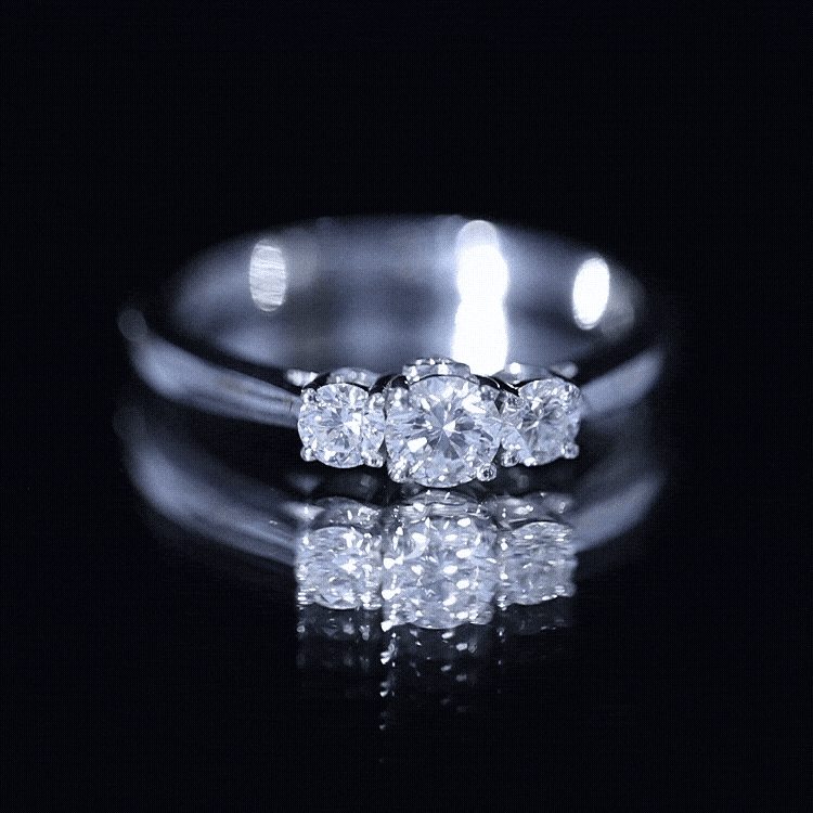Brilliant Cut Moissanite 3 Stone Promise Ring for Women