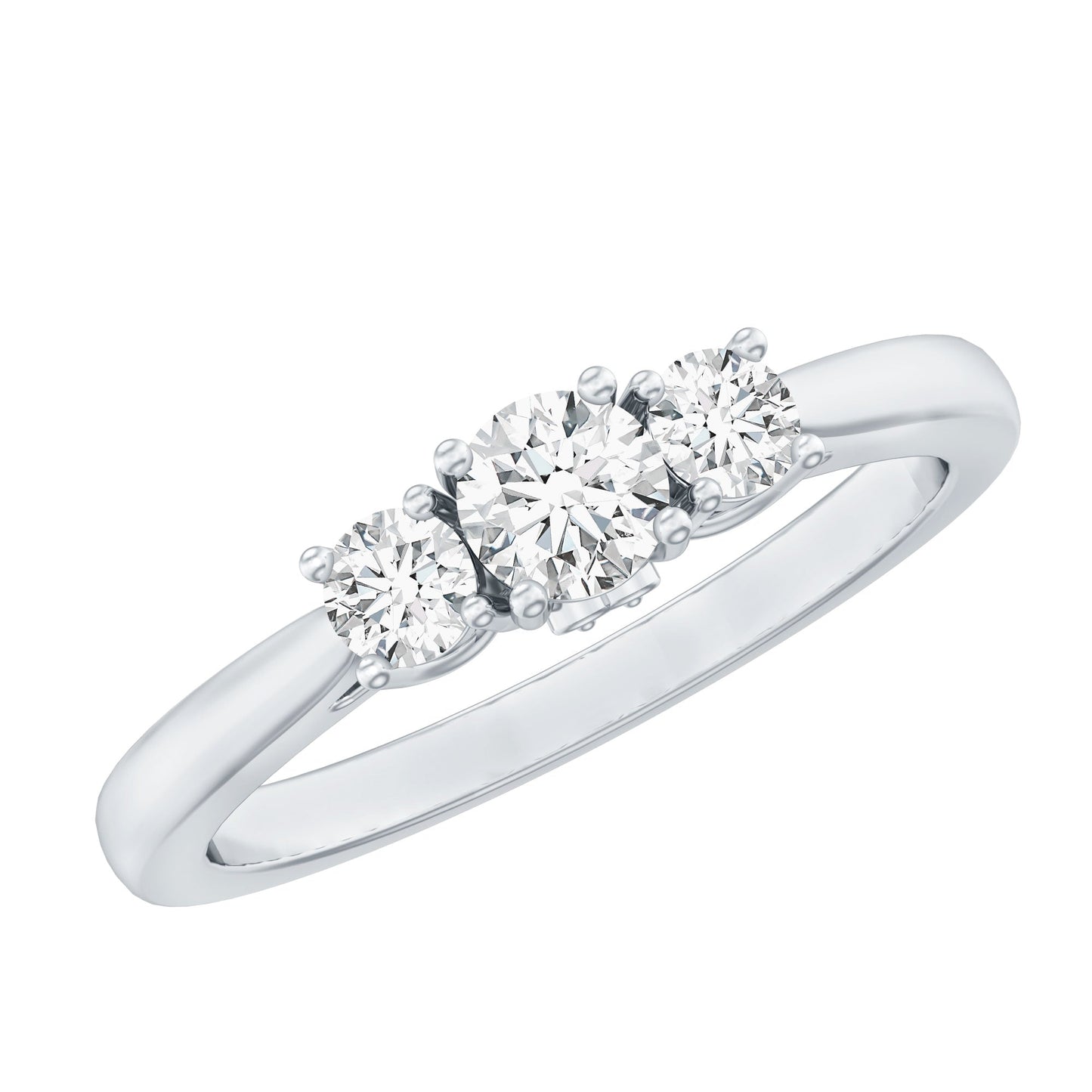 Brilliant Cut Moissanite 3 Stone Promise Ring for Women
