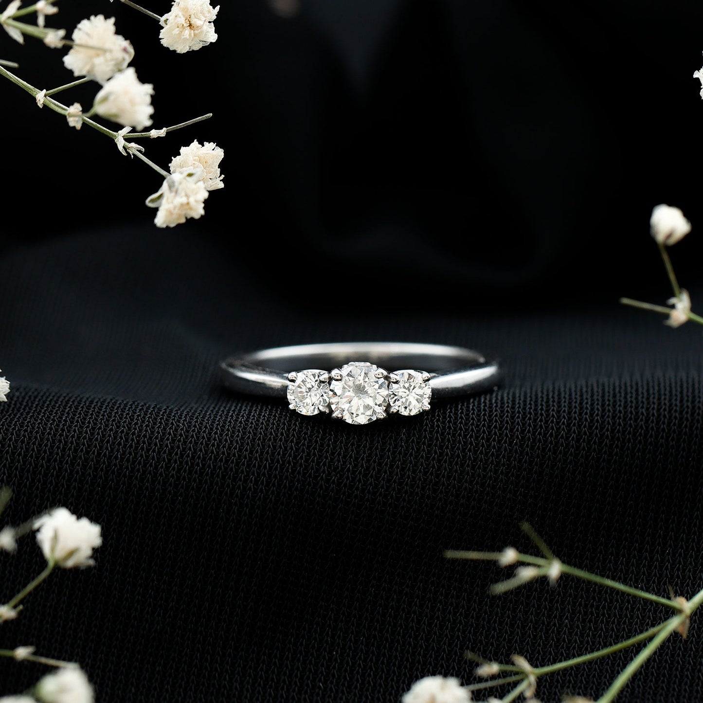 Brilliant Cut Moissanite 3 Stone Promise Ring for Women