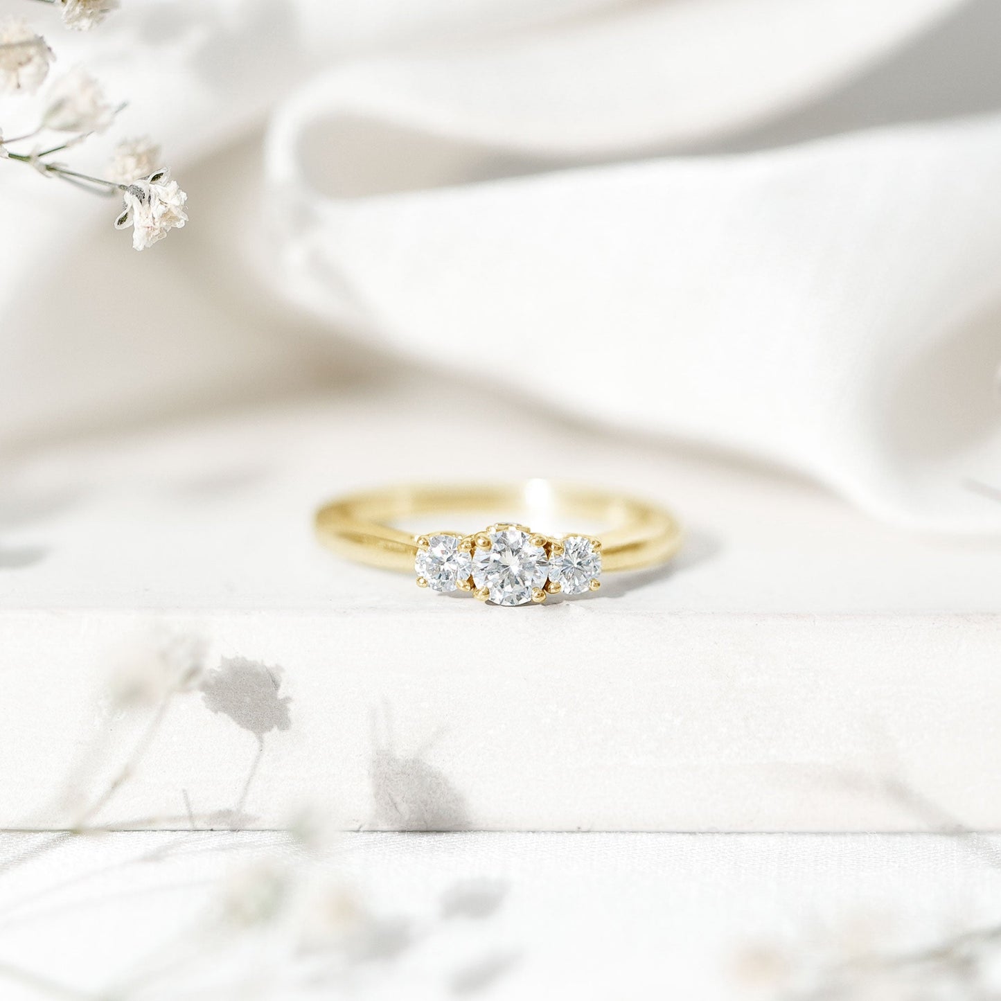 Brilliant Cut Moissanite 3 Stone Promise Ring for Women