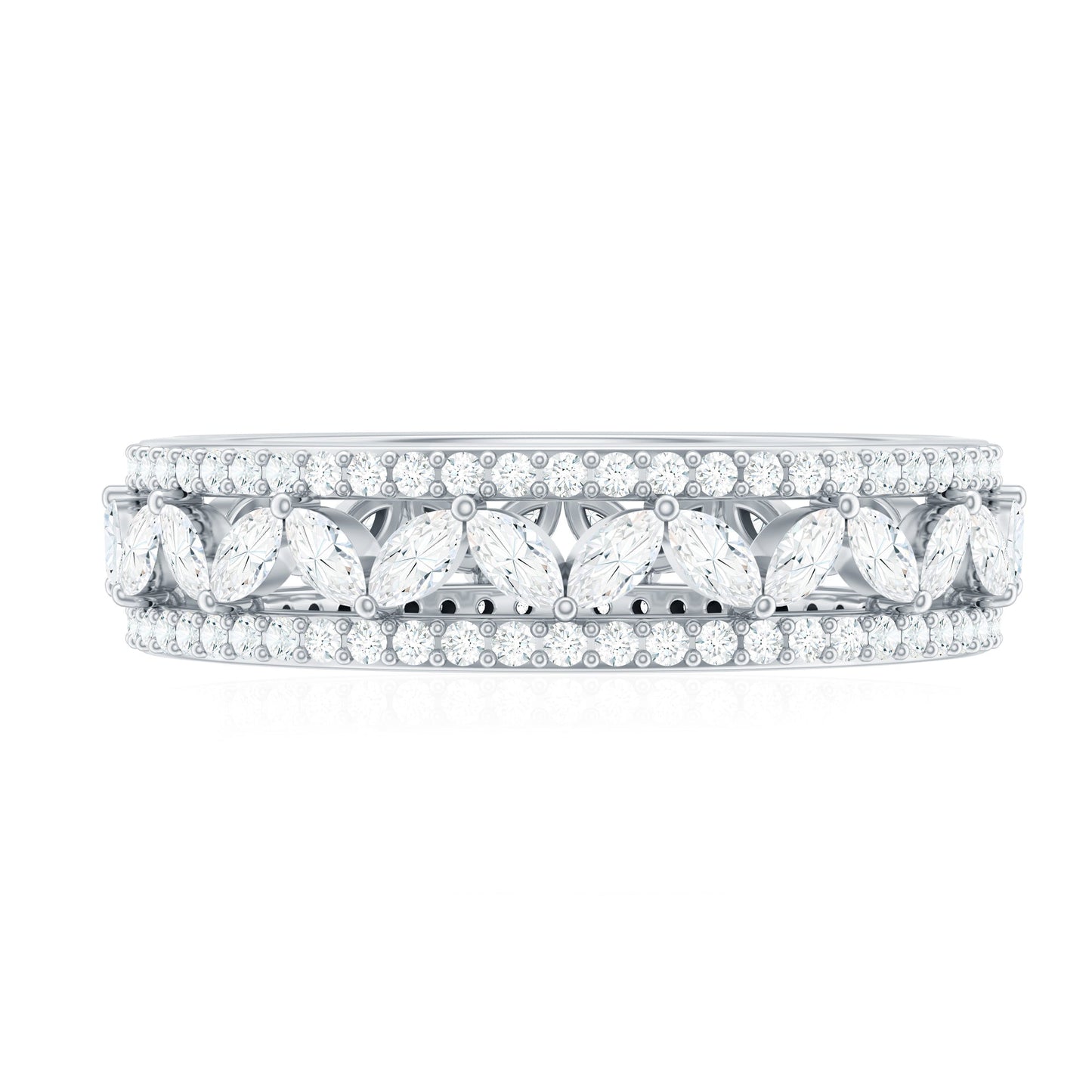 Certified Marquise Moissanite Wedding Band