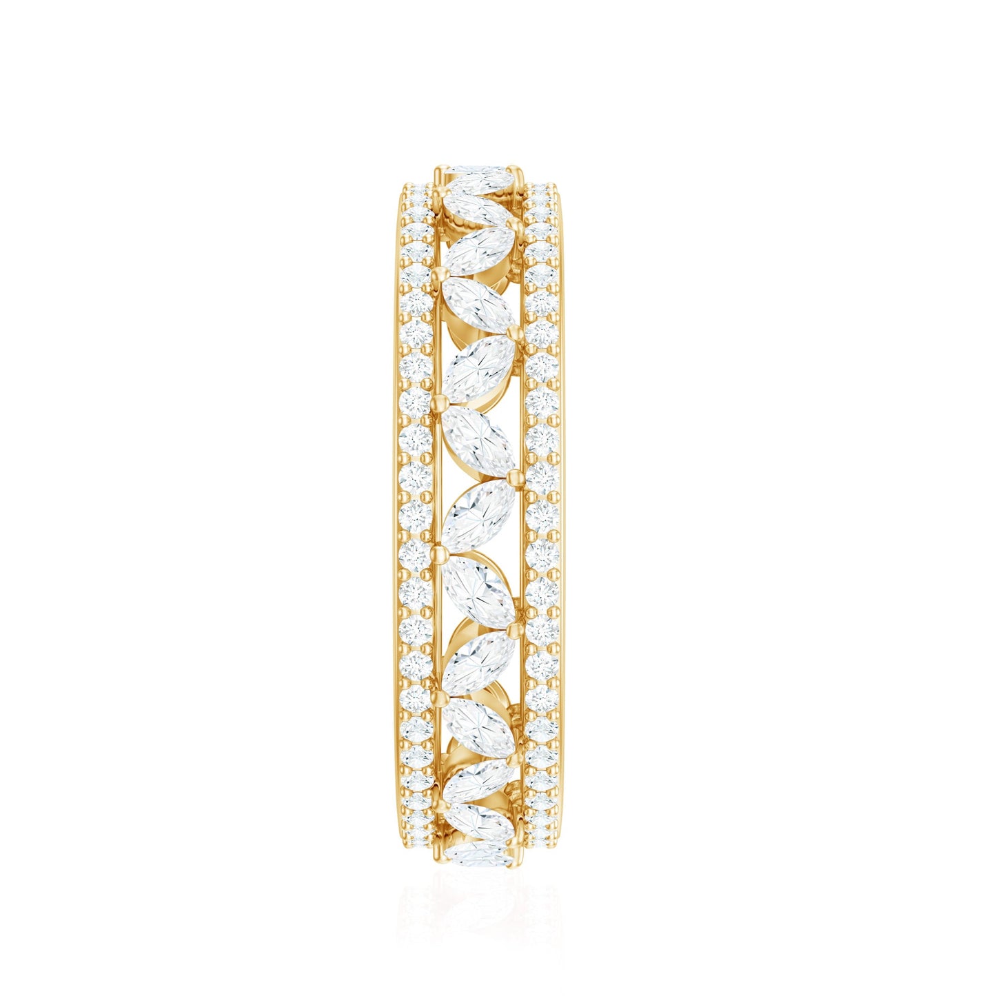 Certified Marquise Moissanite Wedding Band