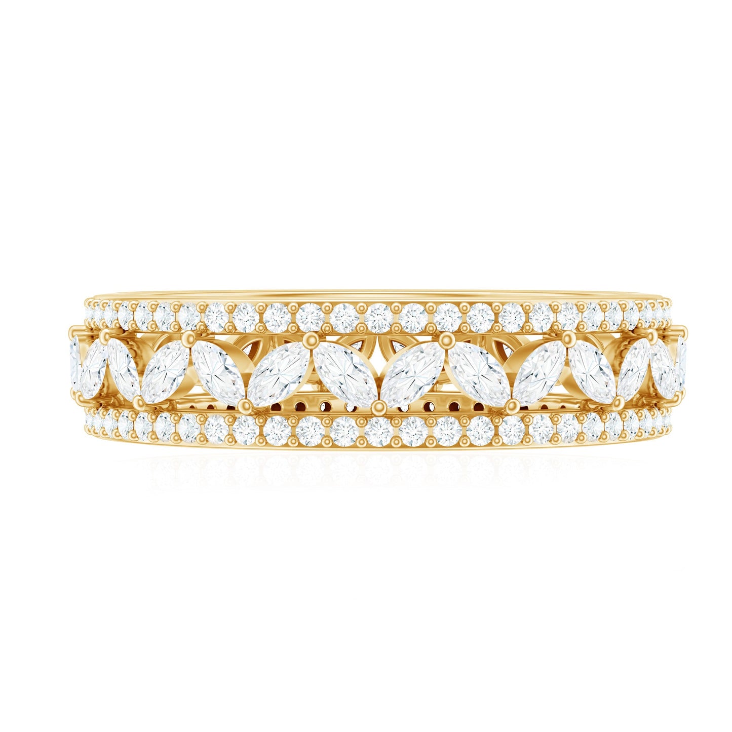 Certified Marquise Moissanite Wedding Band