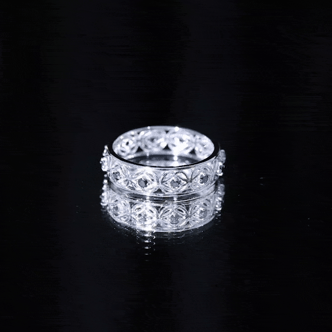 Vintage Inspired Black Spinel Celtic Knot Eternity Band Ring