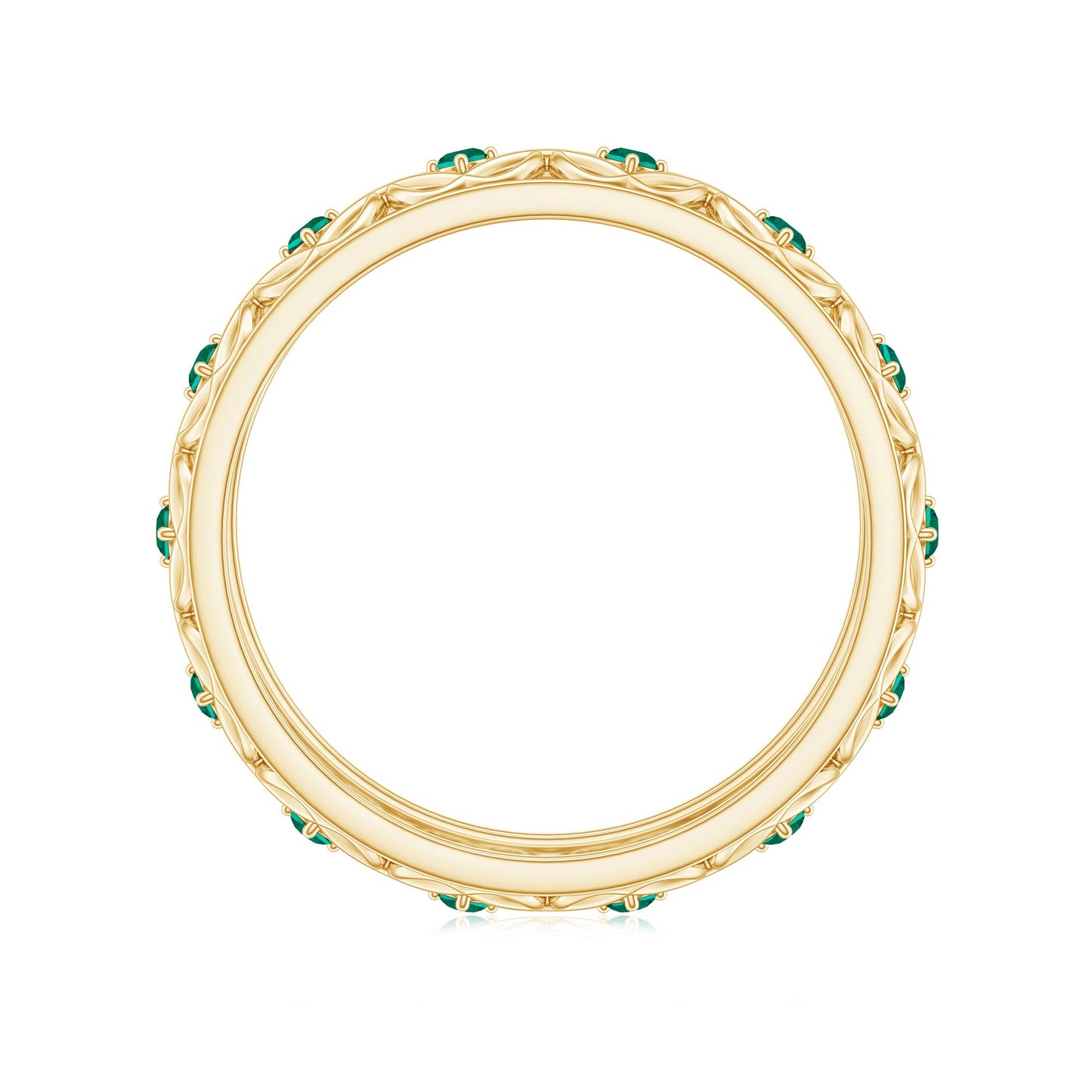 Vintage Inspired Lab Grown Emerald Celtic Wedding Band