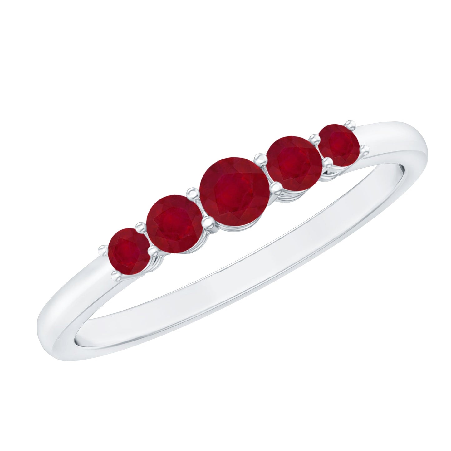 Natural July Birthstone Ruby 5 Stone Ring for Promise