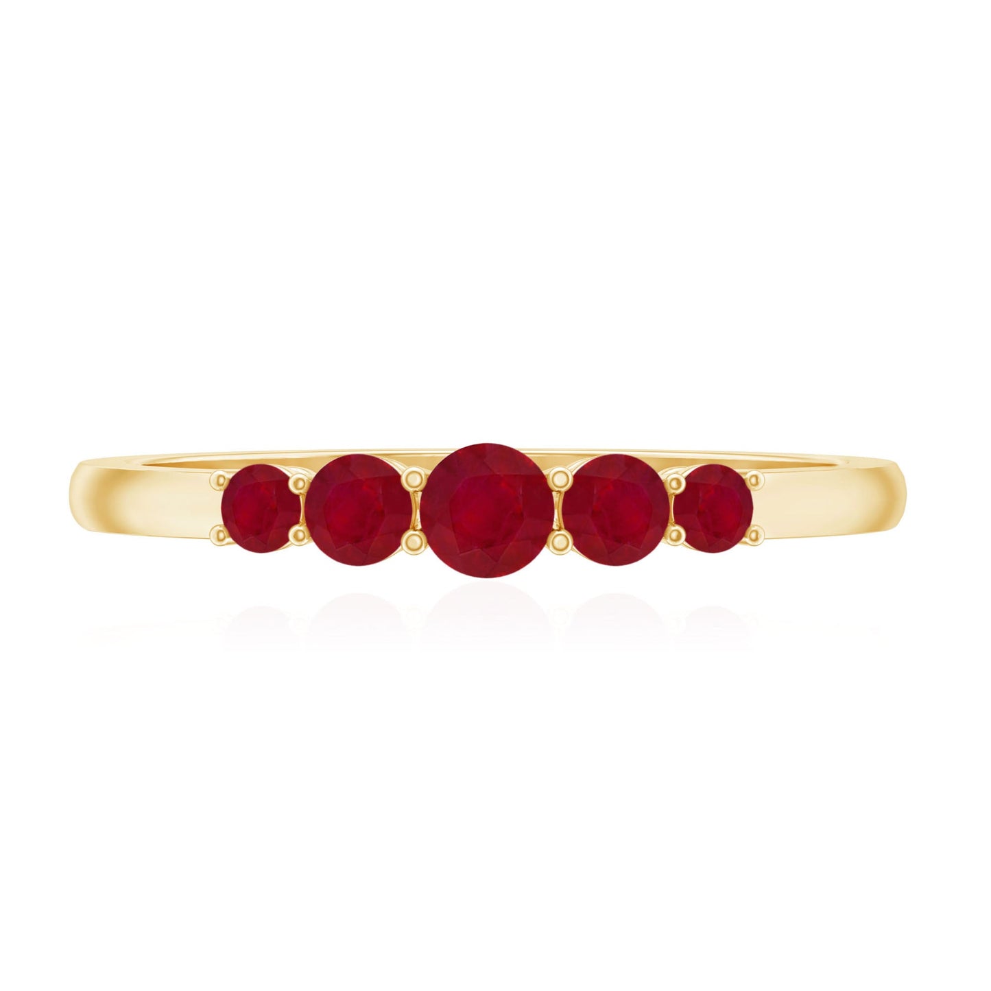 Natural July Birthstone Ruby 5 Stone Ring for Promise