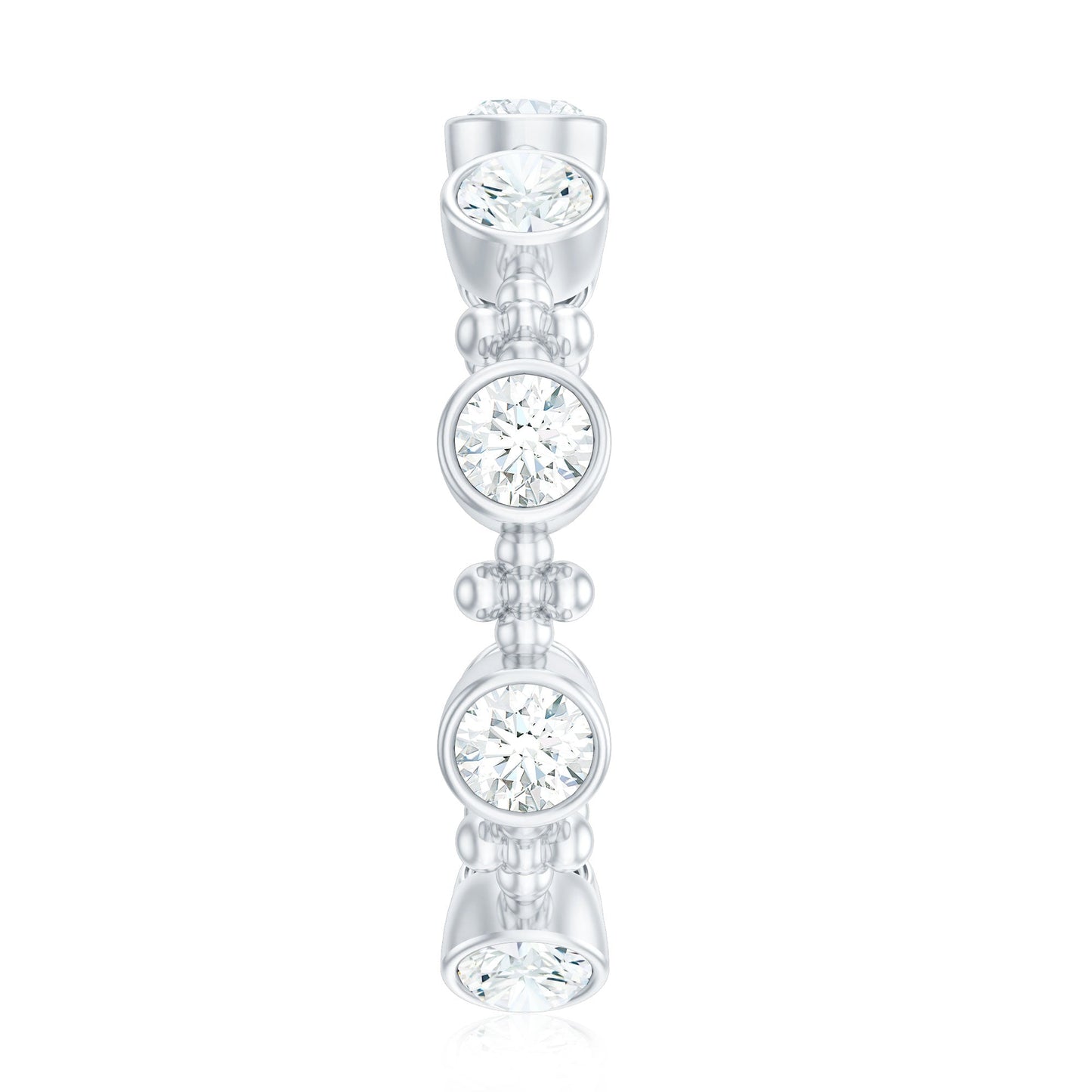 Certified Moissanite Stackable Wedding Band in Bezel Setting