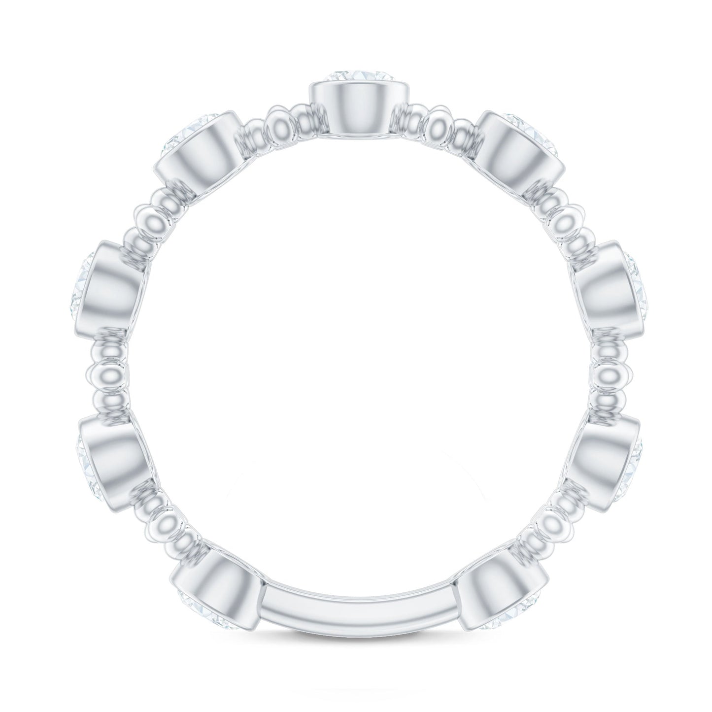 Certified Moissanite Stackable Wedding Band in Bezel Setting