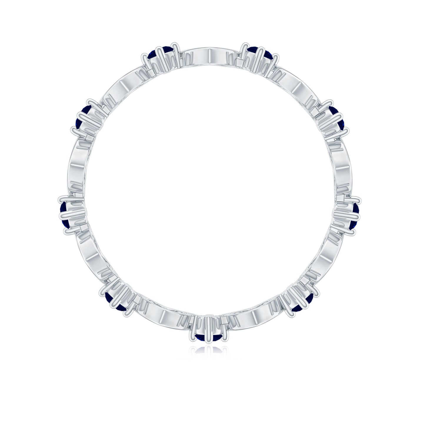 Blue Sapphire Open Heart Wedding Band Ring