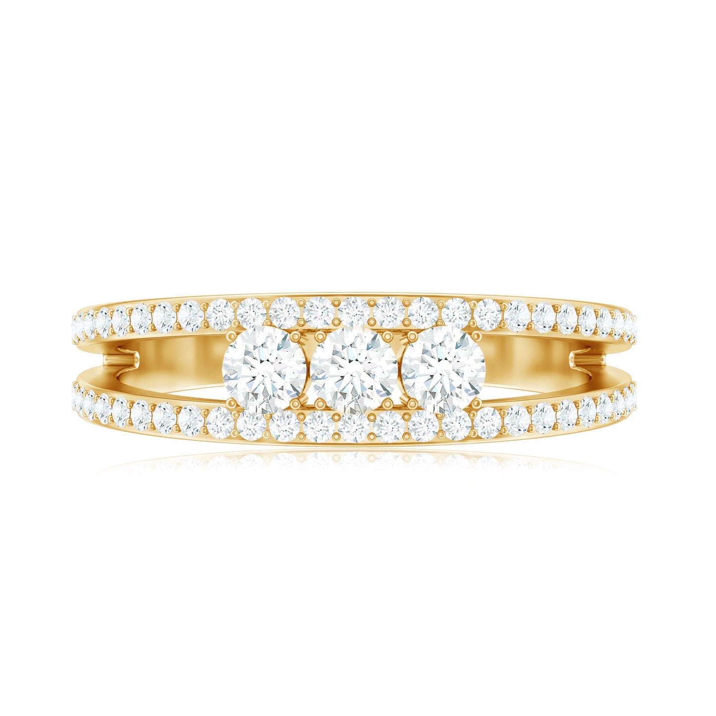 Certified Moissanite 3 Stone Anniversary Ring for Women