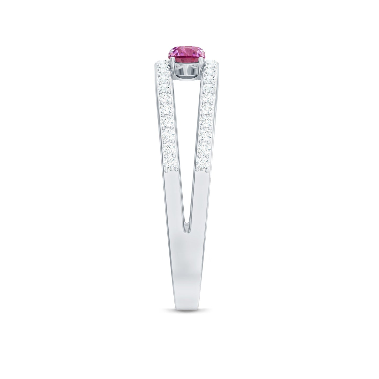 Pink Tourmaline and Diamond Anniversary Ring in Split Shank