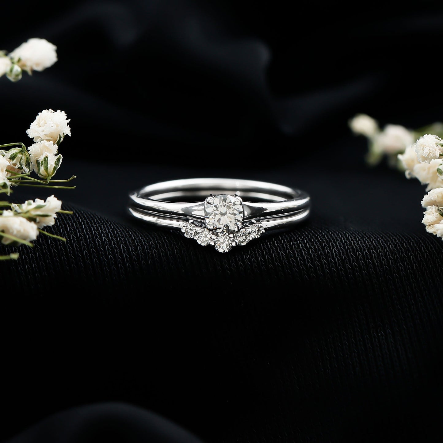 Real Diamond Minimal Wedding Ring Set