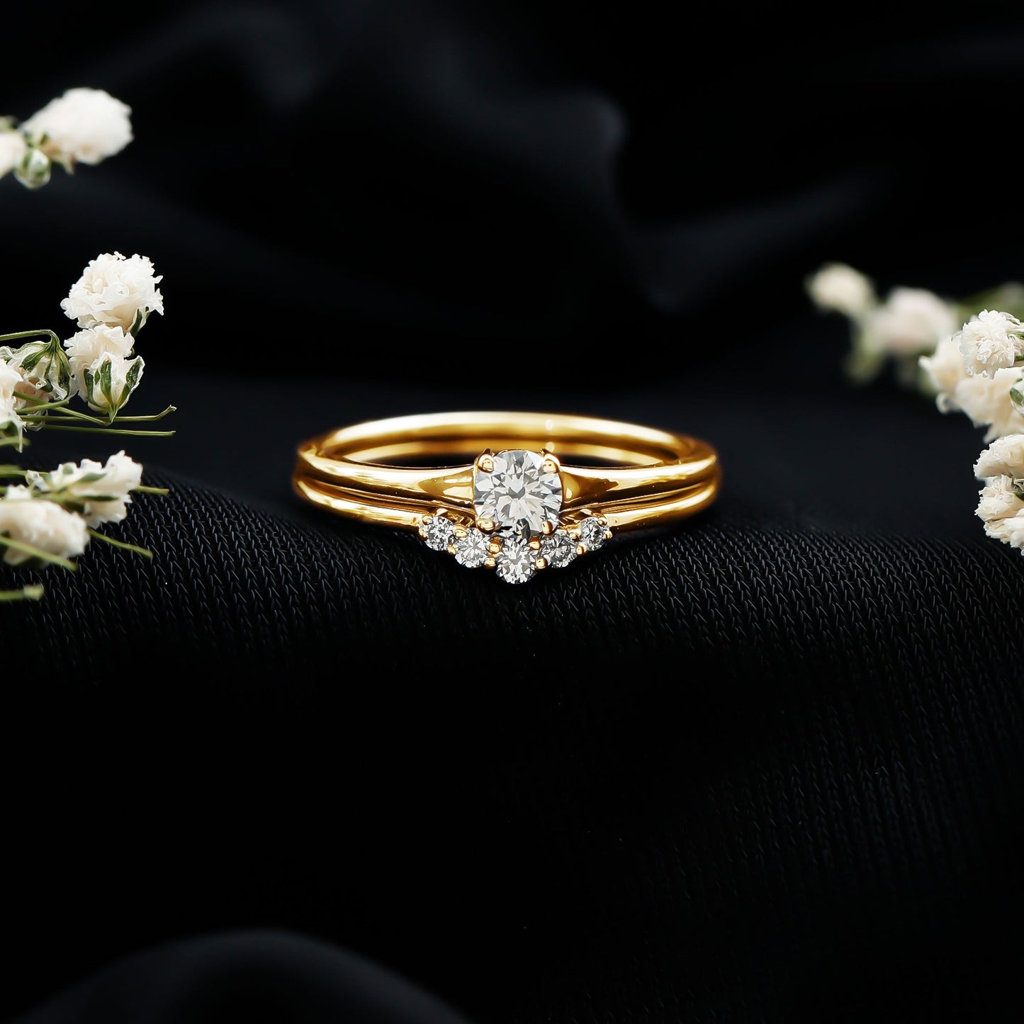 Real Diamond Minimal Wedding Ring Set