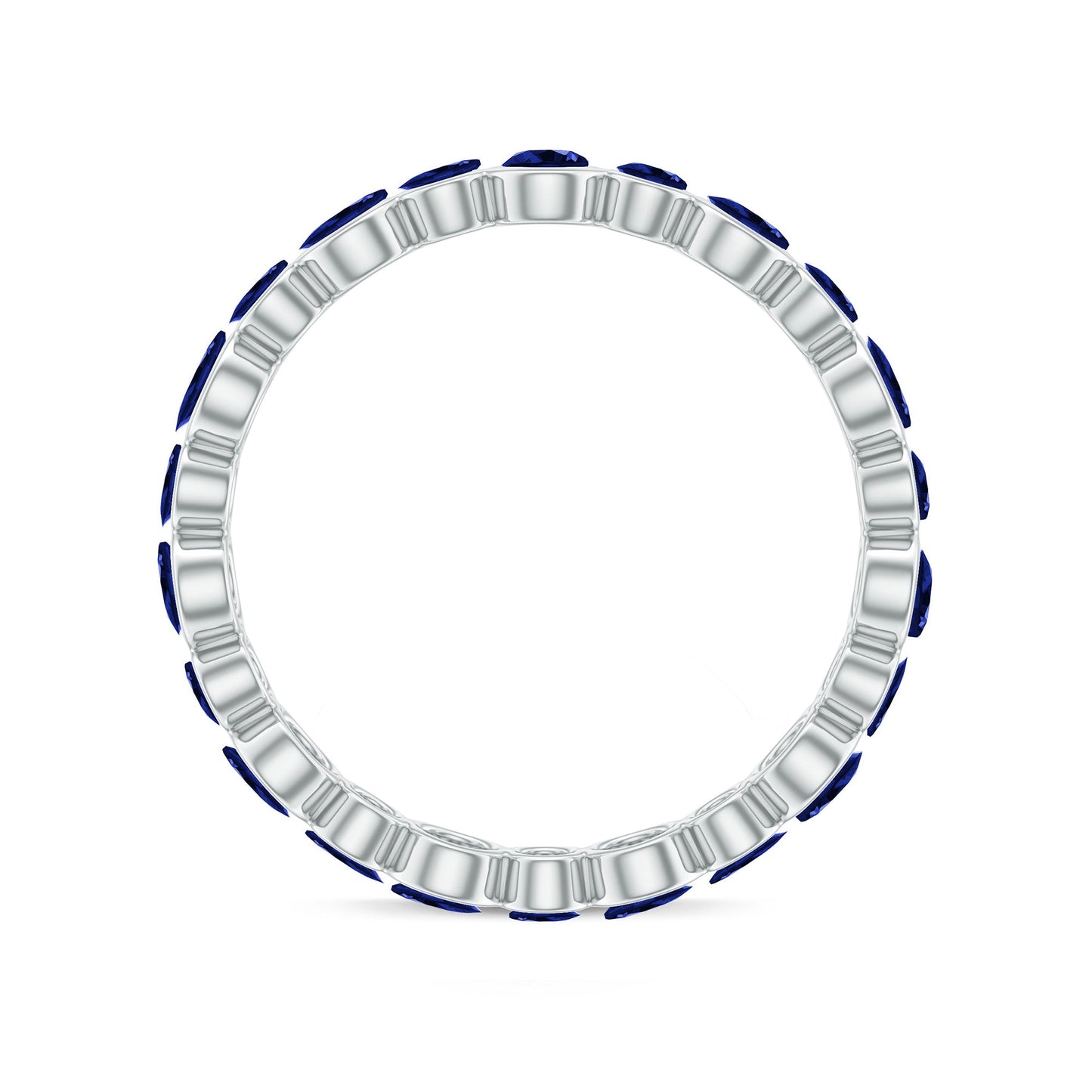 Bezel Set Round Created Blue Sapphire Unique Full Eternity Ring
