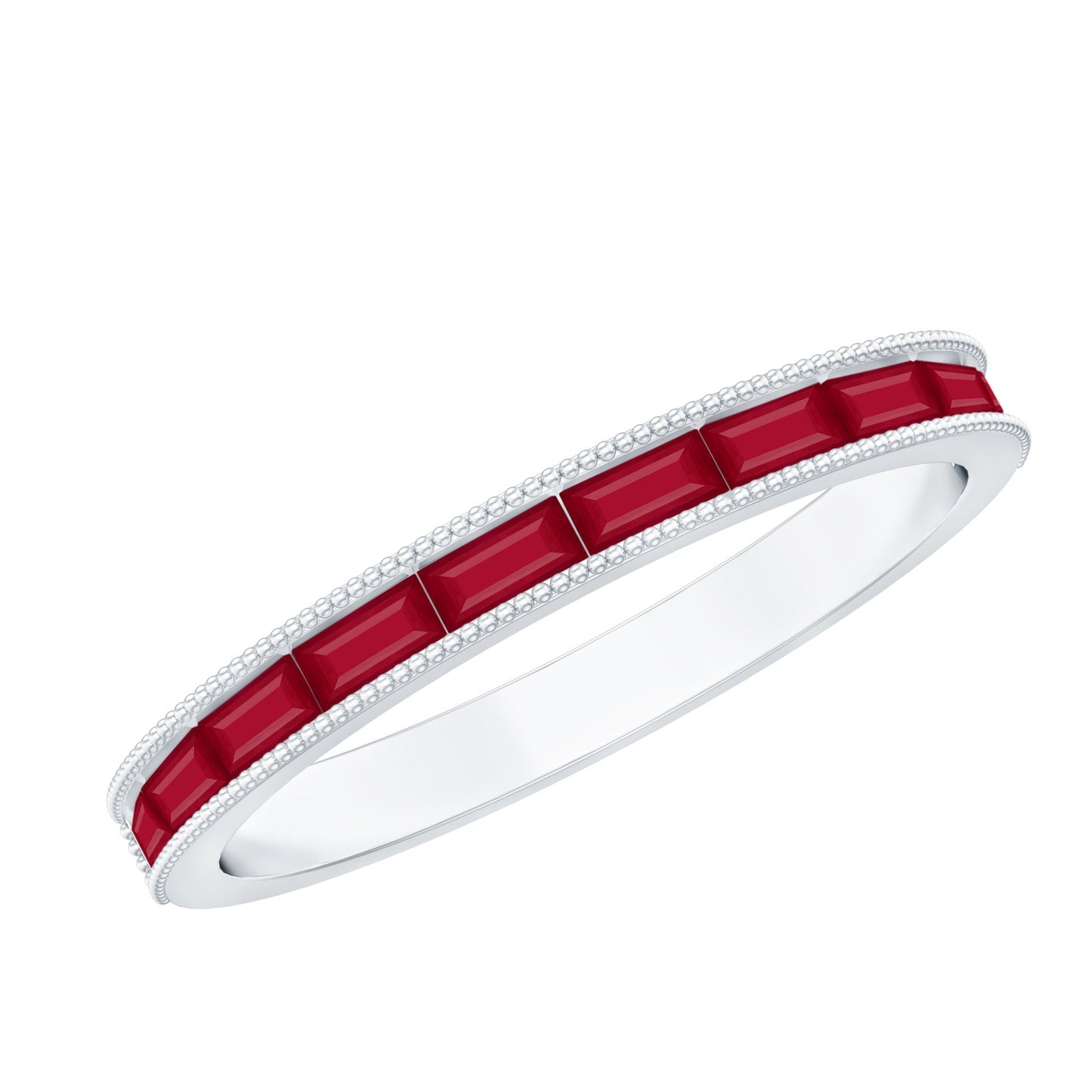 Natural Baguette Ruby Half Eternity Ring for Women