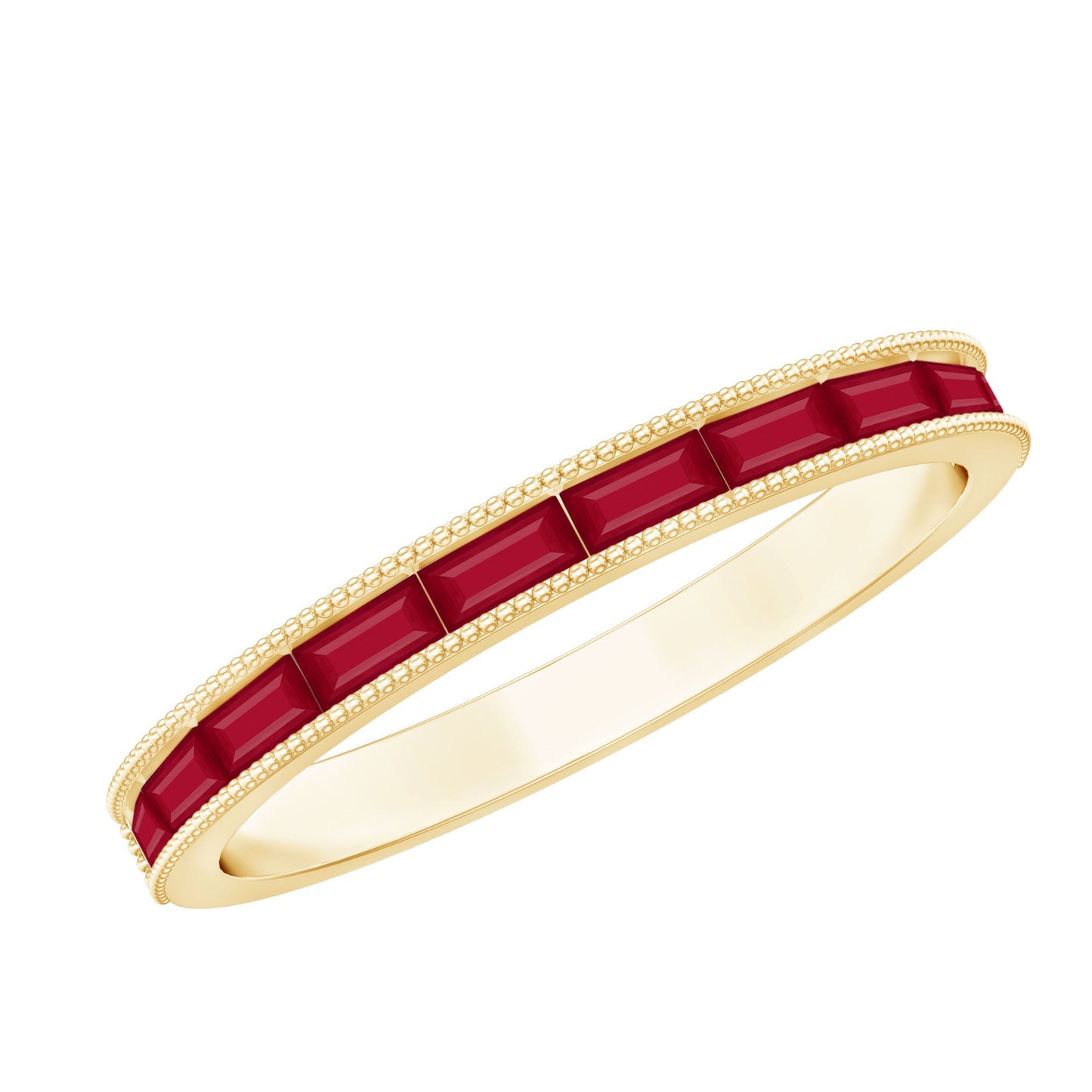 Natural Baguette Ruby Half Eternity Ring for Women