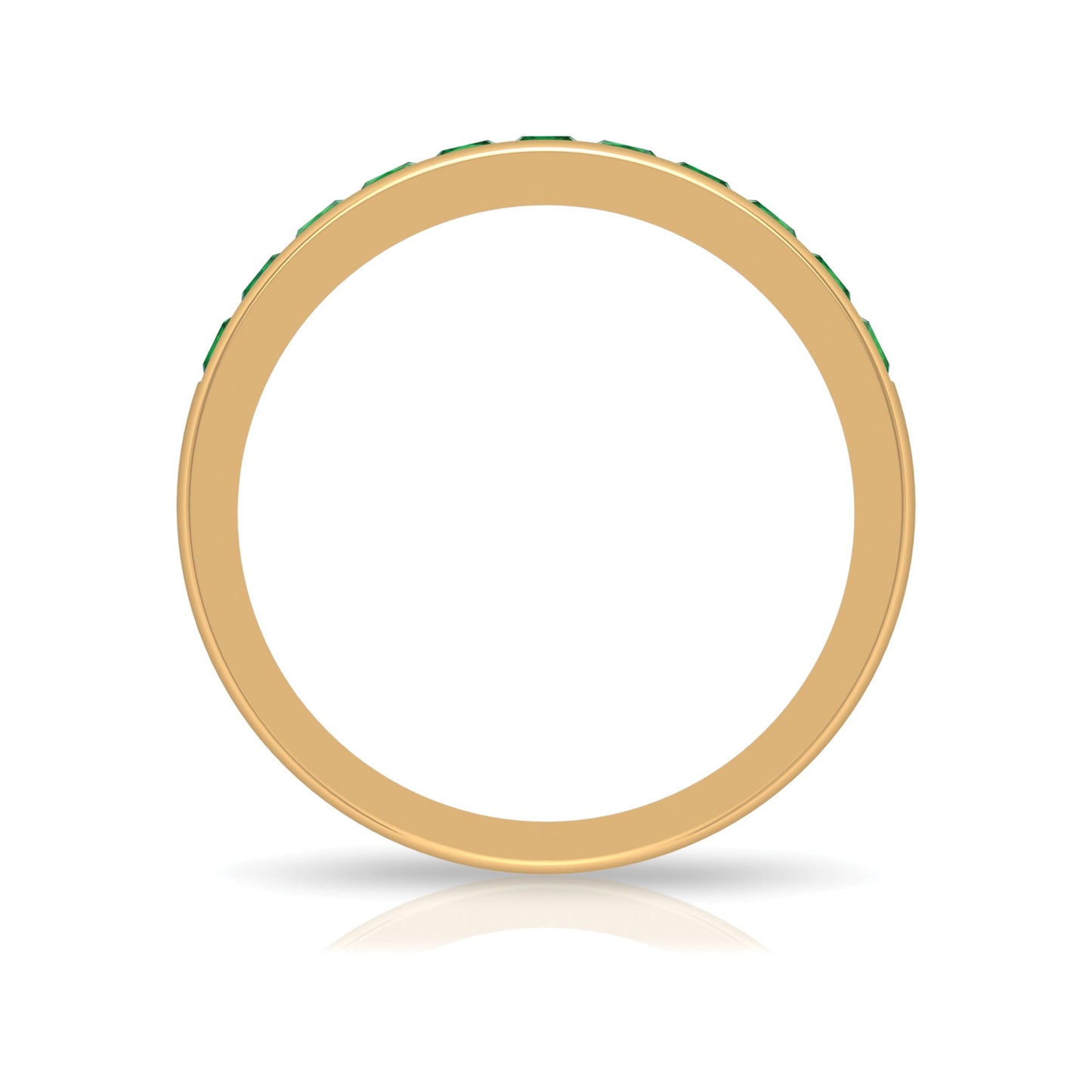 Channel Set Princess Cut Lab Grown Emerald Half Eternity Band with Certificate