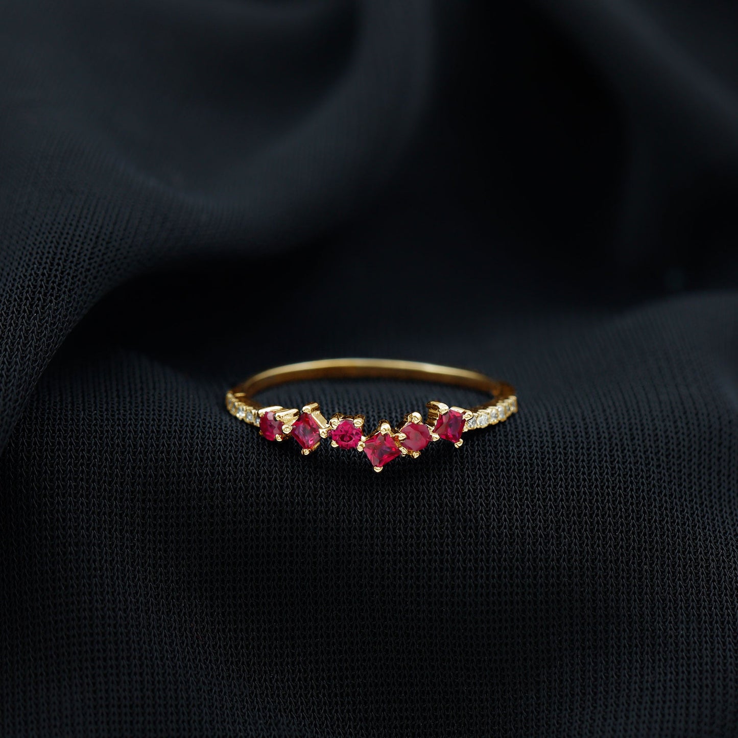 Lab Grown Ruby and Diamond Half Eternity Ring