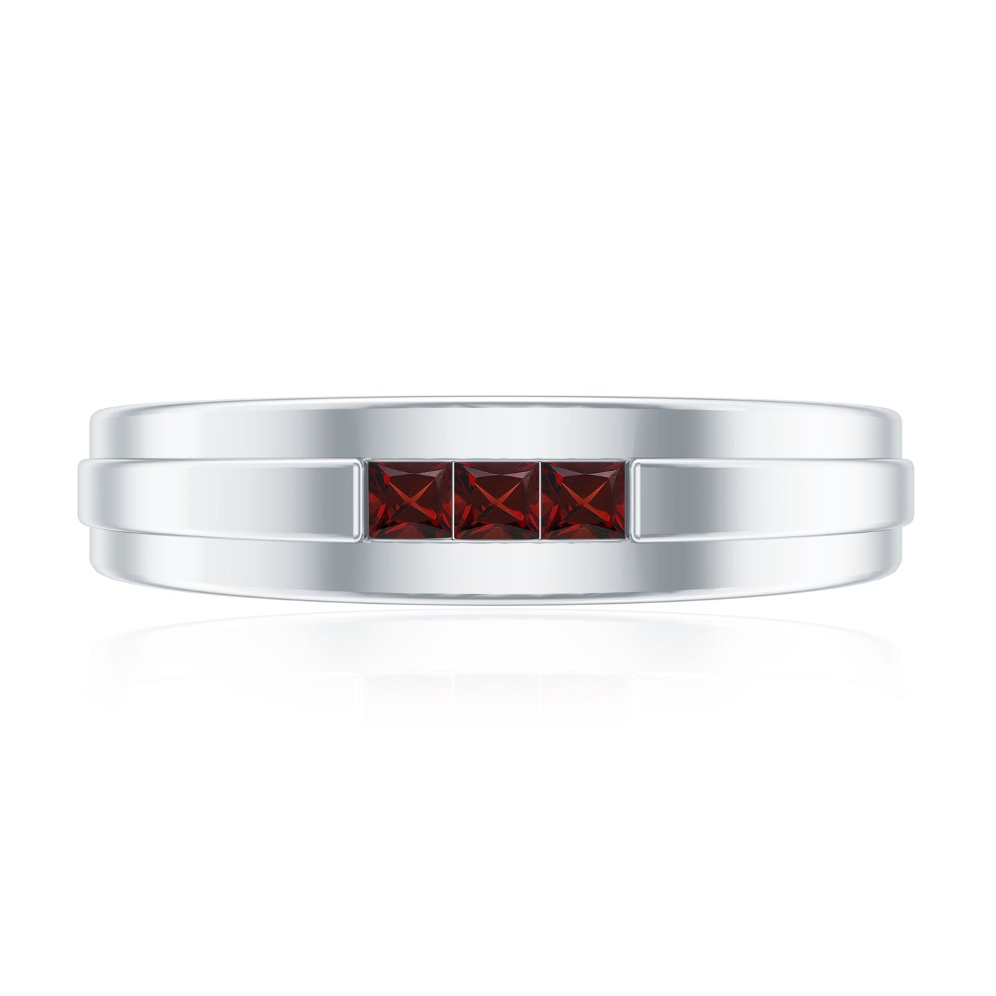 Classic Princess Cut Garnet Wedding Band with Certificate