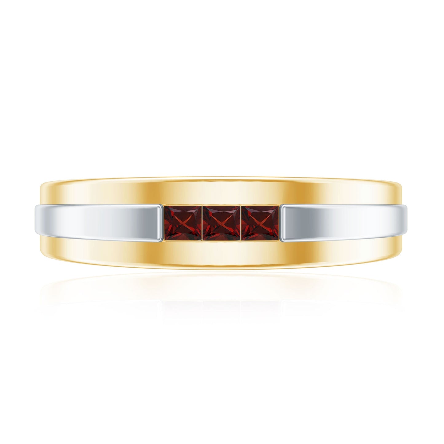 Classic Princess Cut Garnet Wedding Band with Certificate