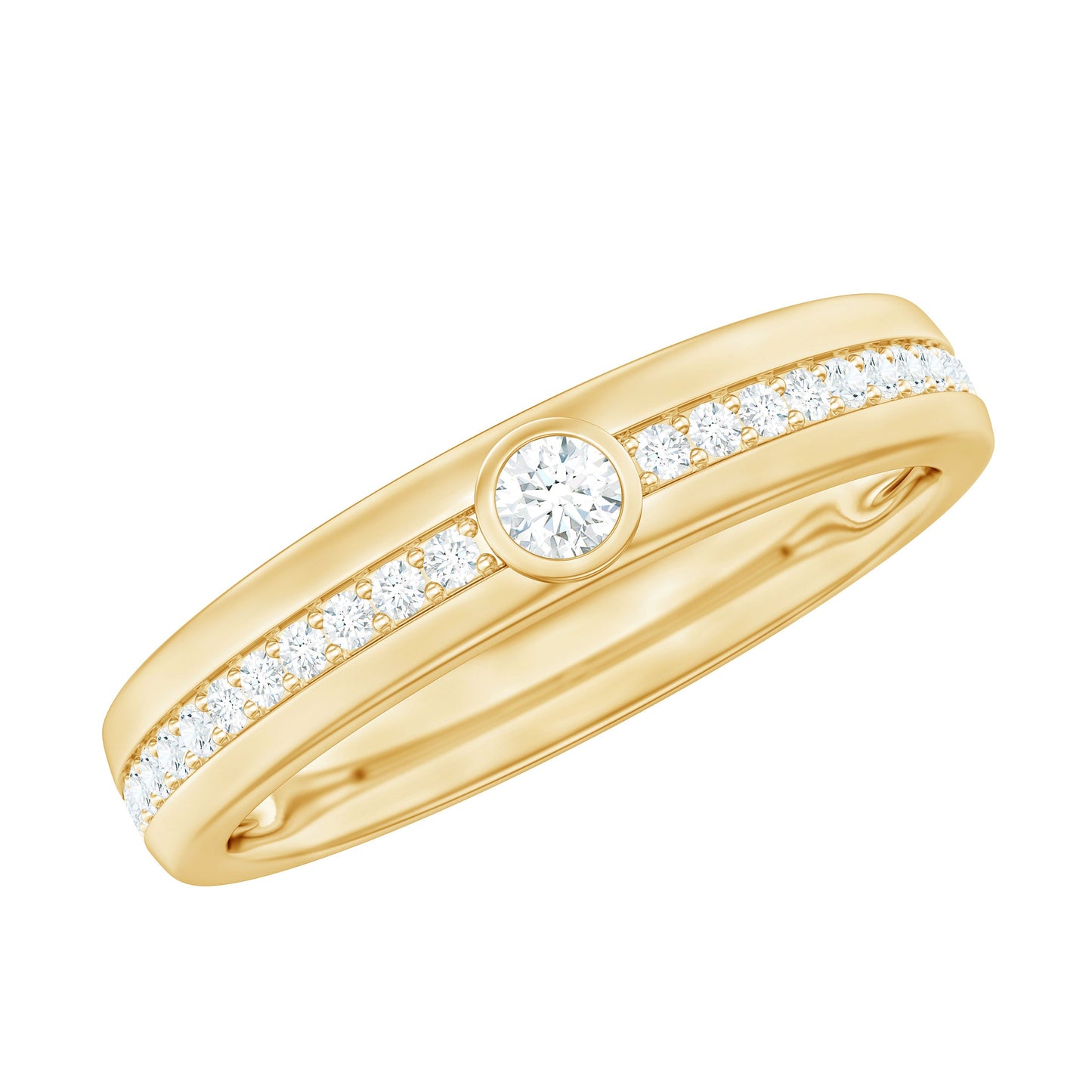Bezel Set Moissanite Unisex Wedding Band Ring