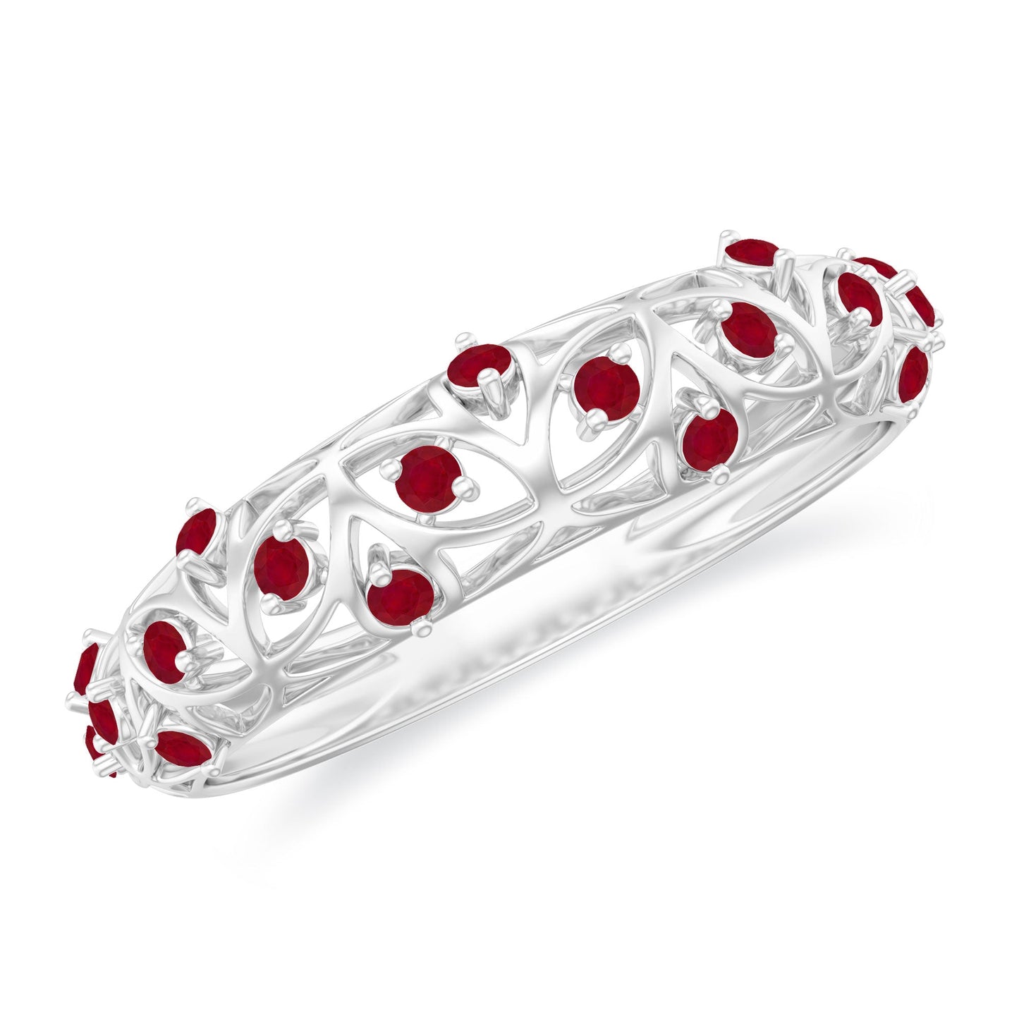 Natural Ruby Filigree Band Ring for Anniversary