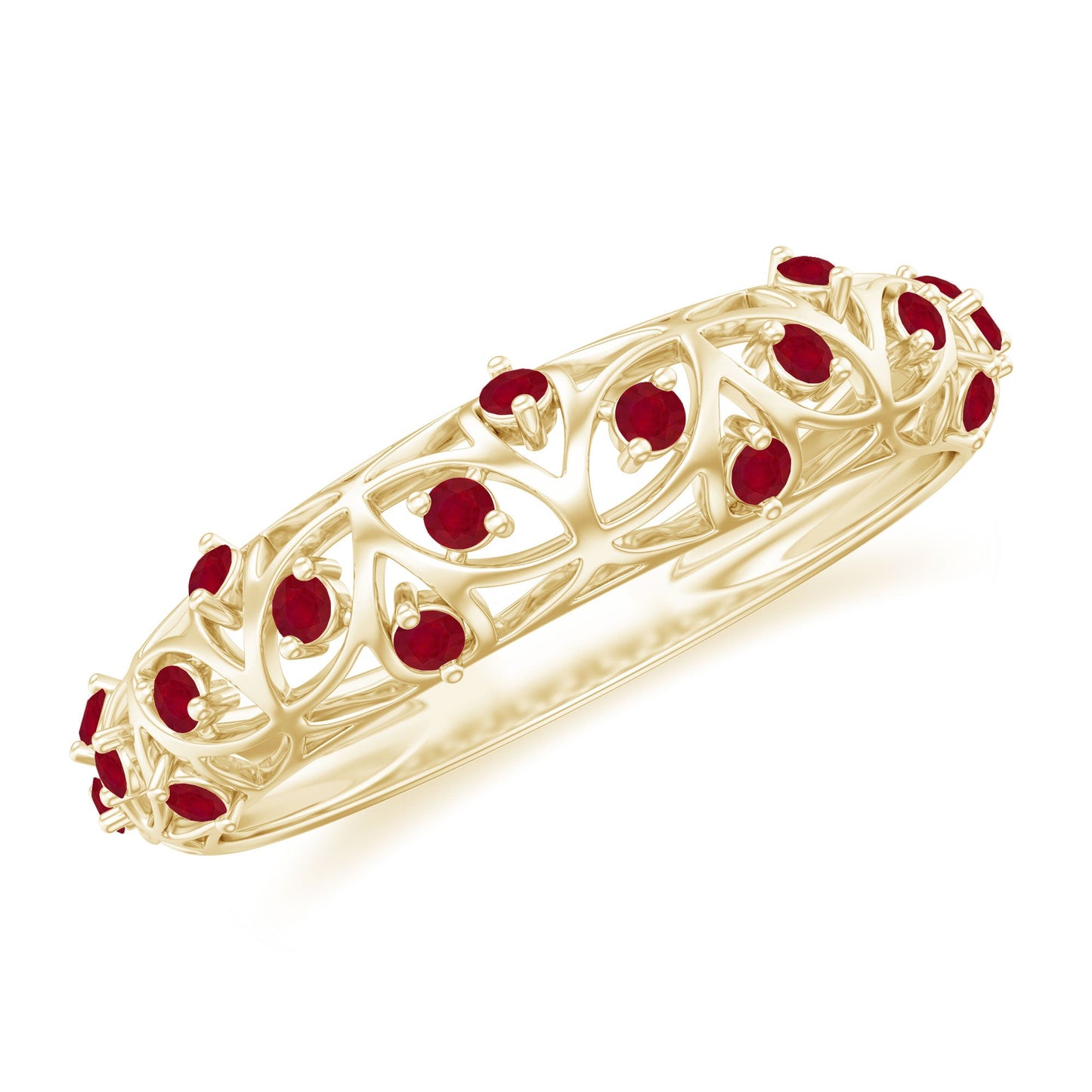 Natural Ruby Filigree Band Ring for Anniversary