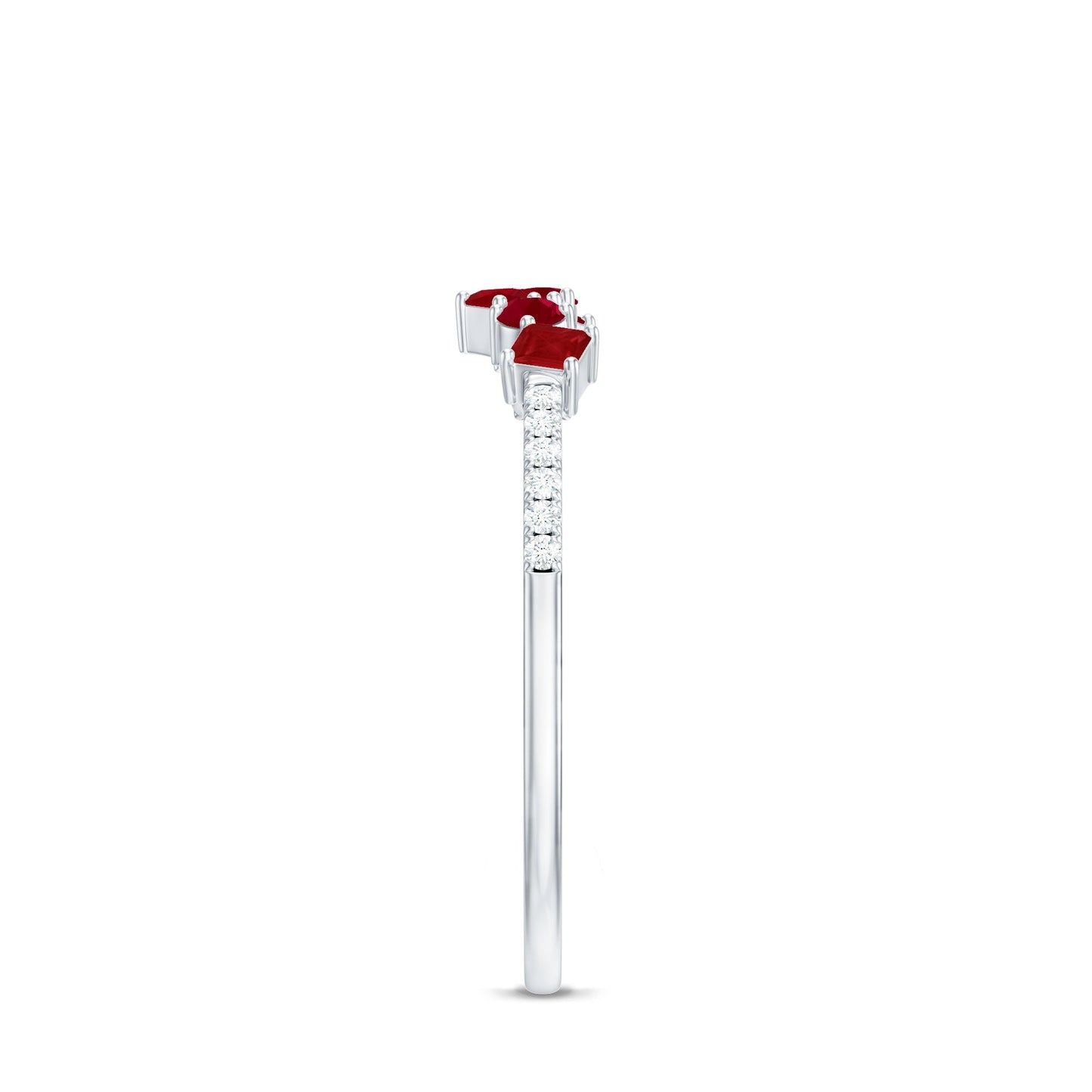 Minimal Ruby Half Eternity Ring with Diamond