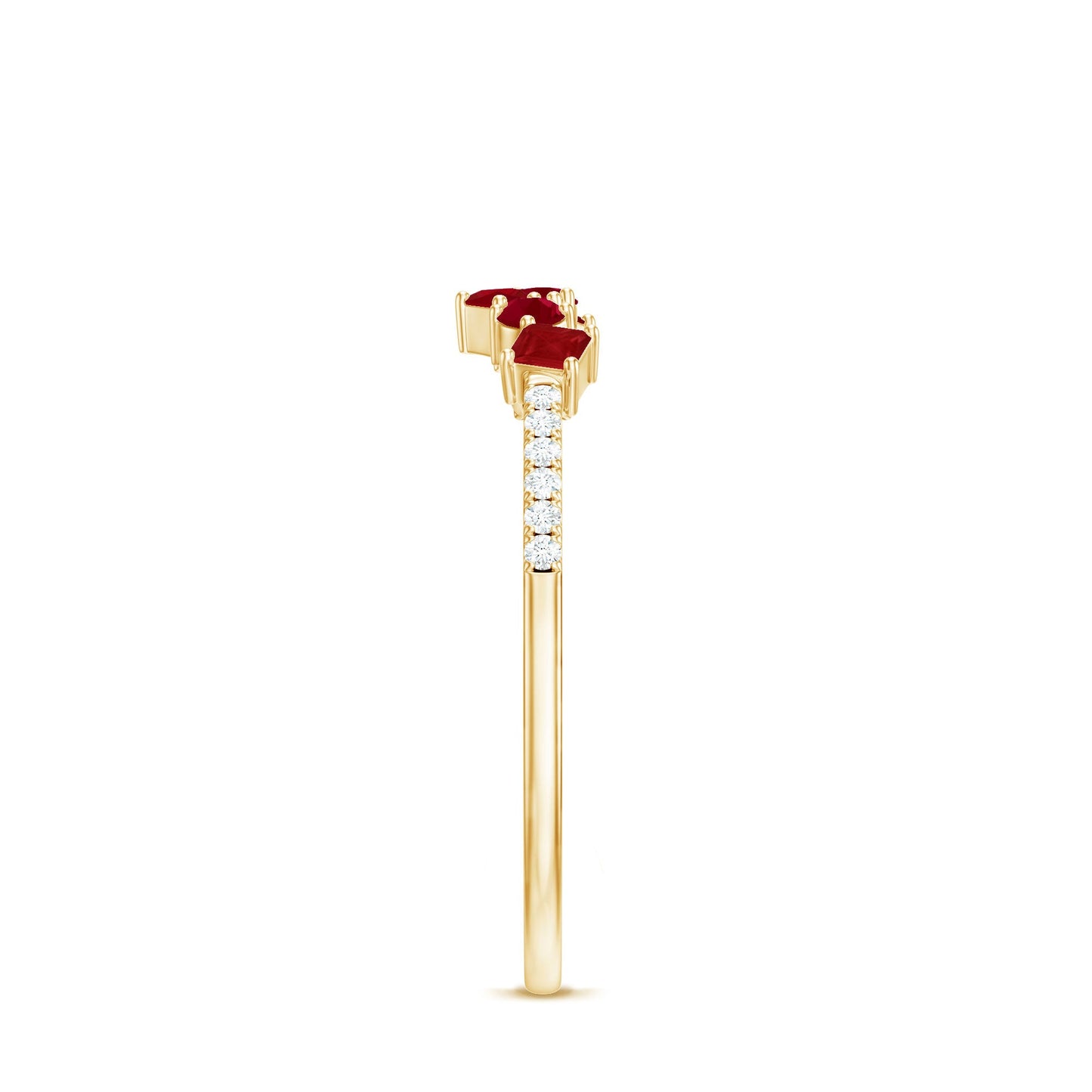 Minimal Ruby Half Eternity Ring with Diamond