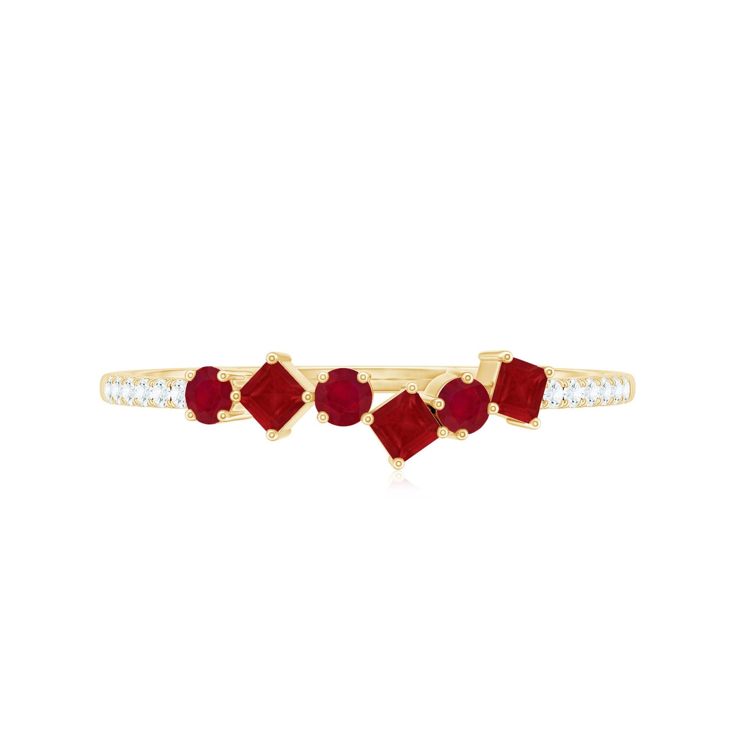 Minimal Ruby Half Eternity Ring with Diamond